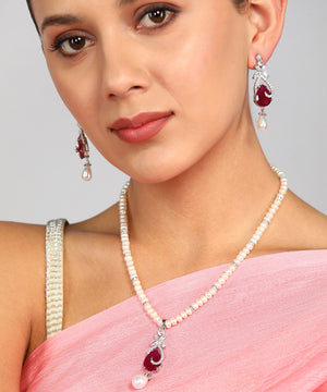 Real Natural Fresh Water Pearl Set With Certificate(D.No ADPRLS957)