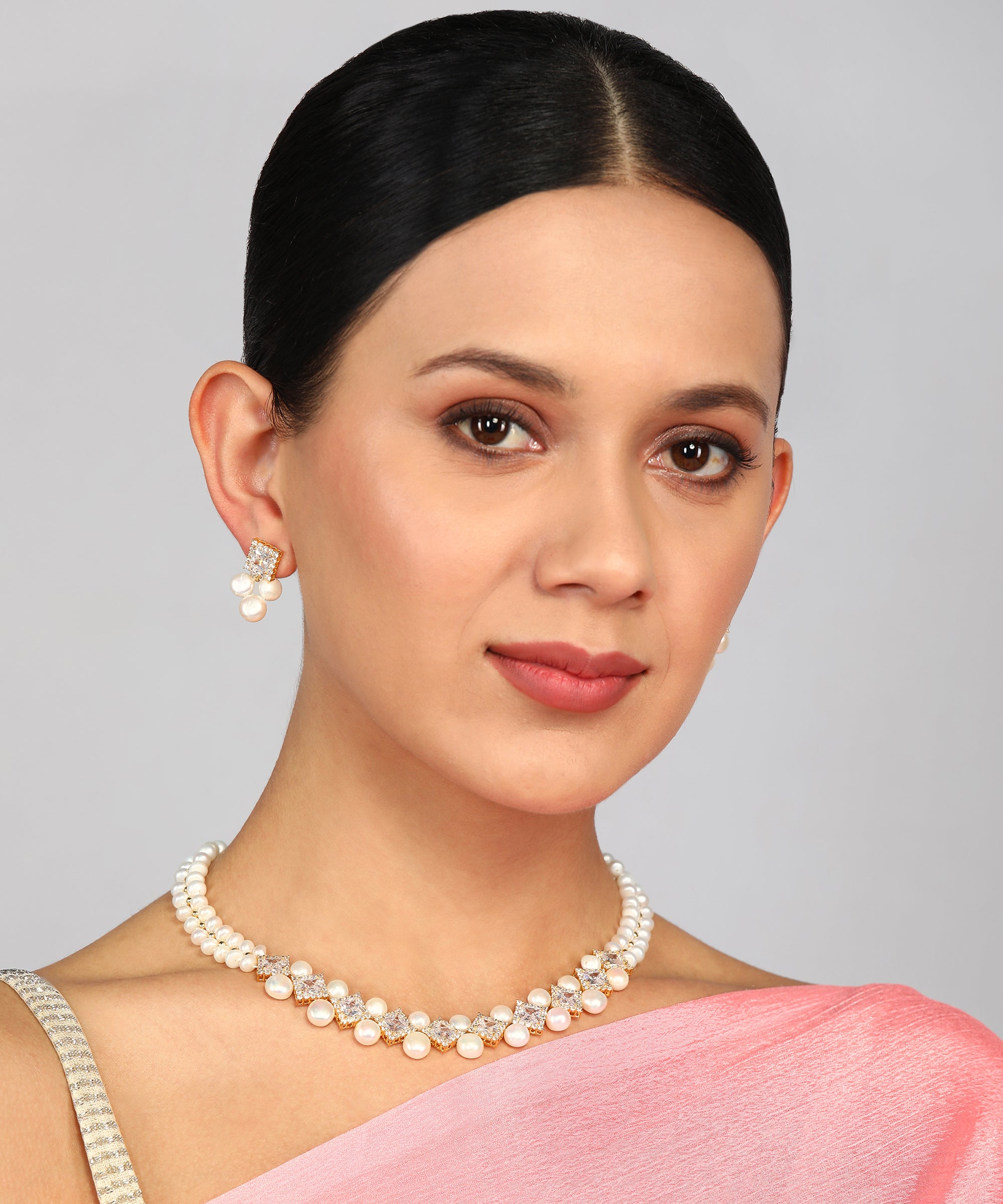 Real Natural Fresh Water Pearl Set With Certificate(D.No ADPRLS964)