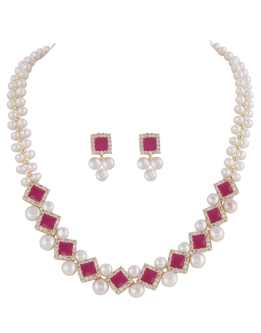 Real Natural Fresh Water Pearl Set With Certificate(D.No ADPRLS966)