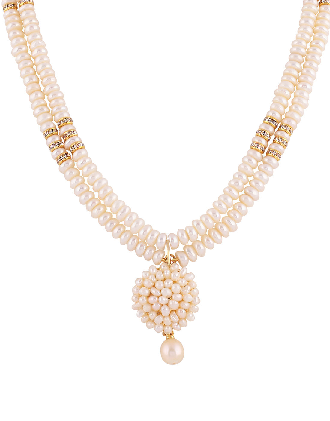 Natural Fresh Water Real Double String Pearl Set With Certificate(D.No ADPRLS975)
