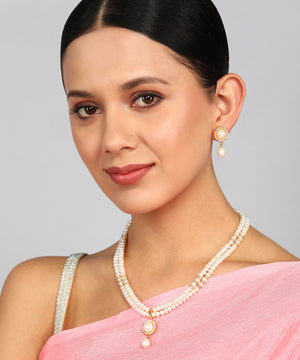 Natural Fresh Water Real Double String Pearl Set With Certificate(D.No ADPRLS977)