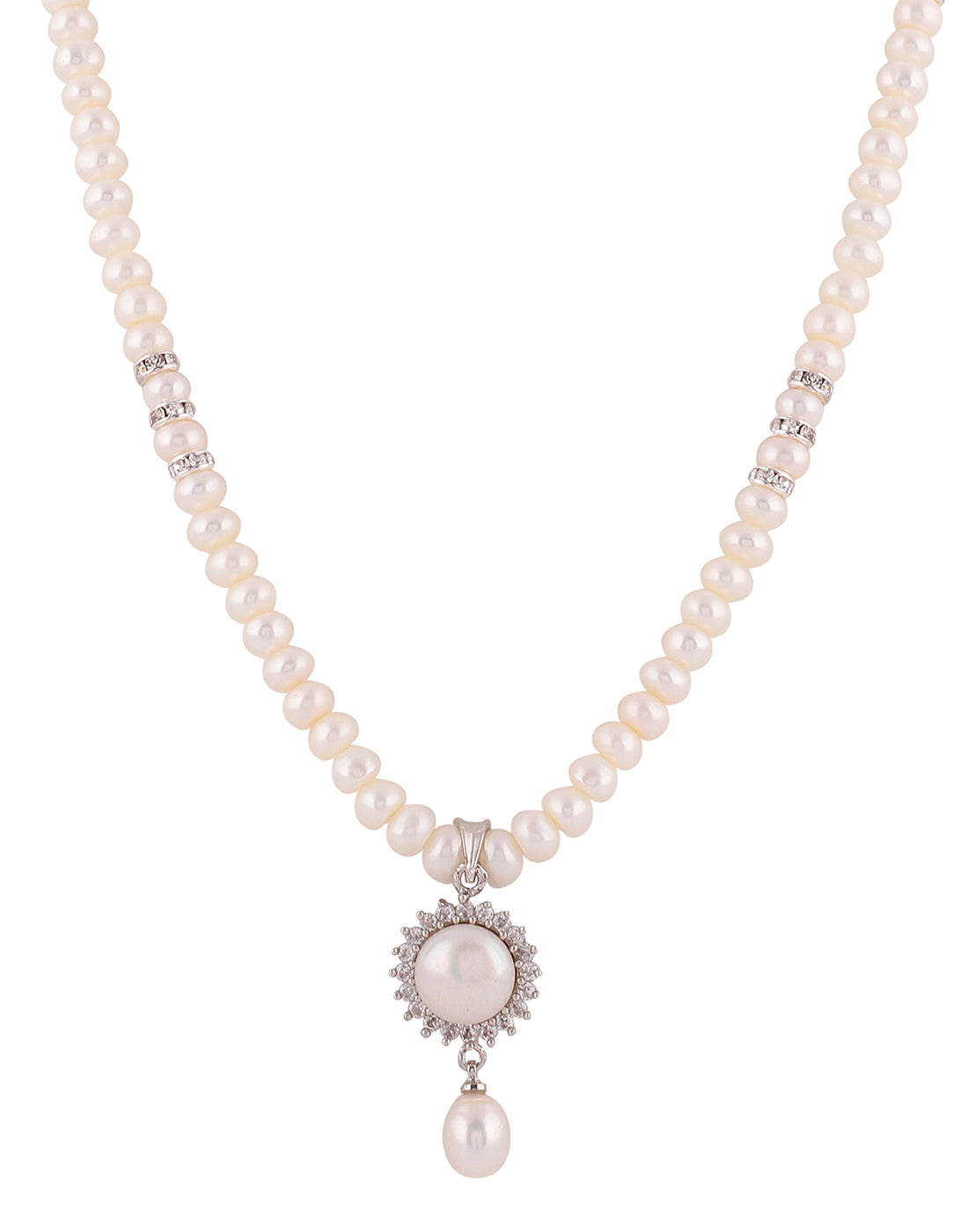 Natural Fresh Water Real Single String Pearl Set With Certificate(D.No ADPRLS978)