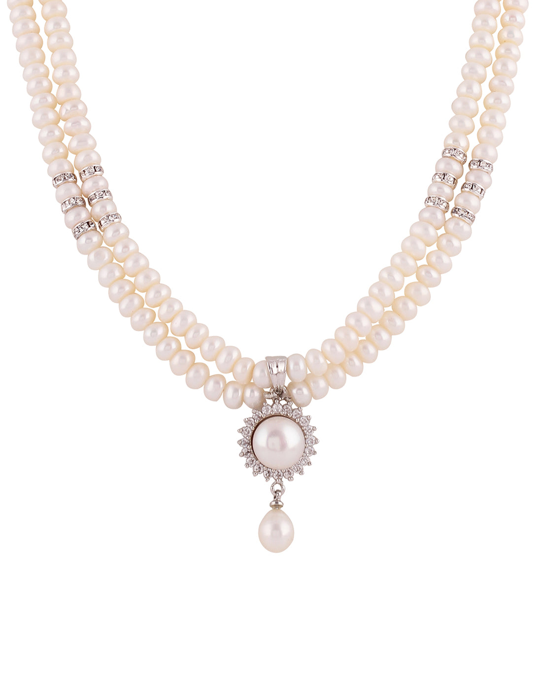 Natural Fresh Water Real Double String Pearl Set With Certificate(D.No ADPRLS979)