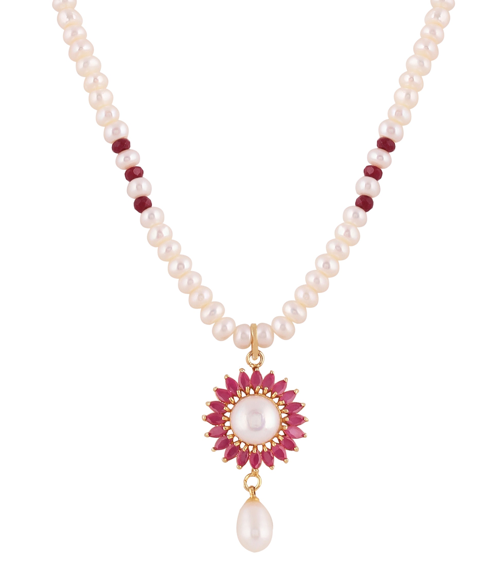 Real Natural Fresh Water Single String Pearl Set With Certificate(D.No ADPRLS980)