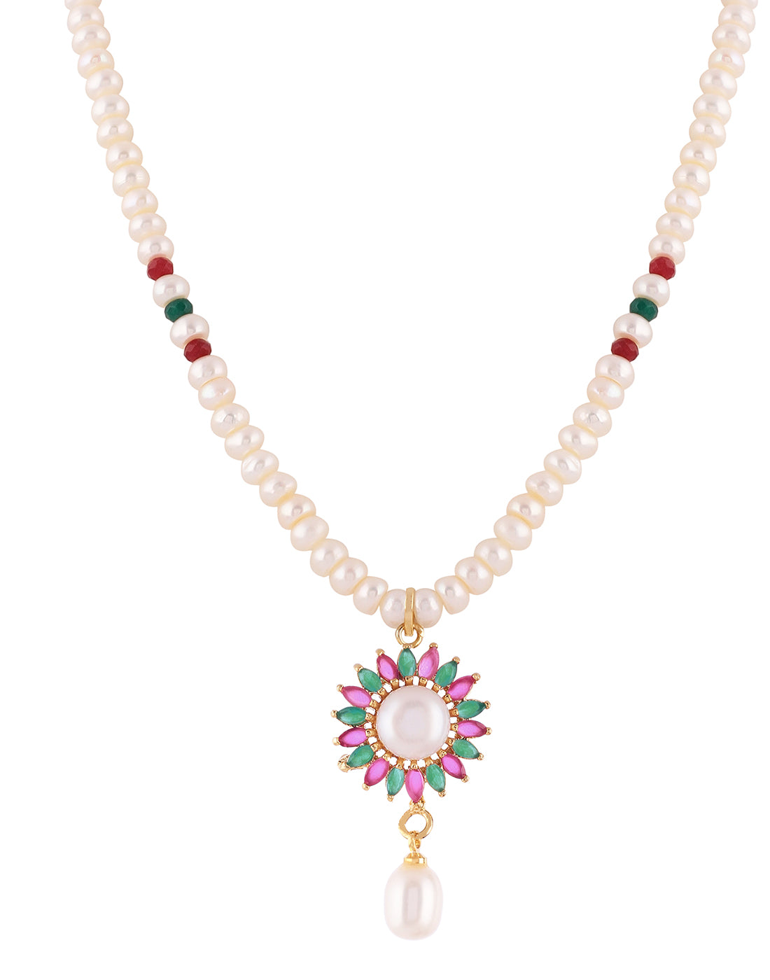 Real Natural Fresh Water Single String Pearl Set With Certificate(D.No ADPRLS981)