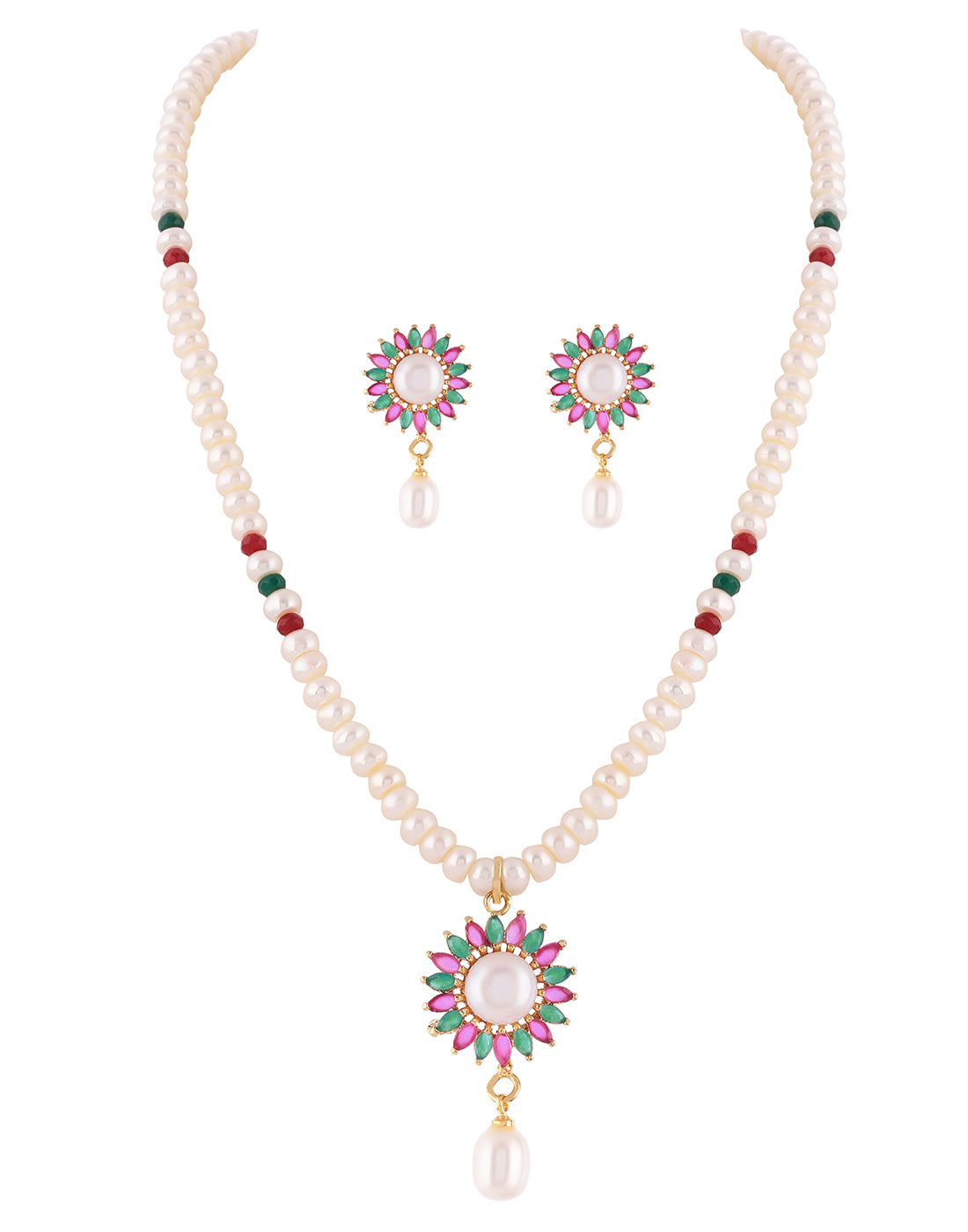 Real Natural Fresh Water Single String Pearl Set With Certificate(D.No ADPRLS981)