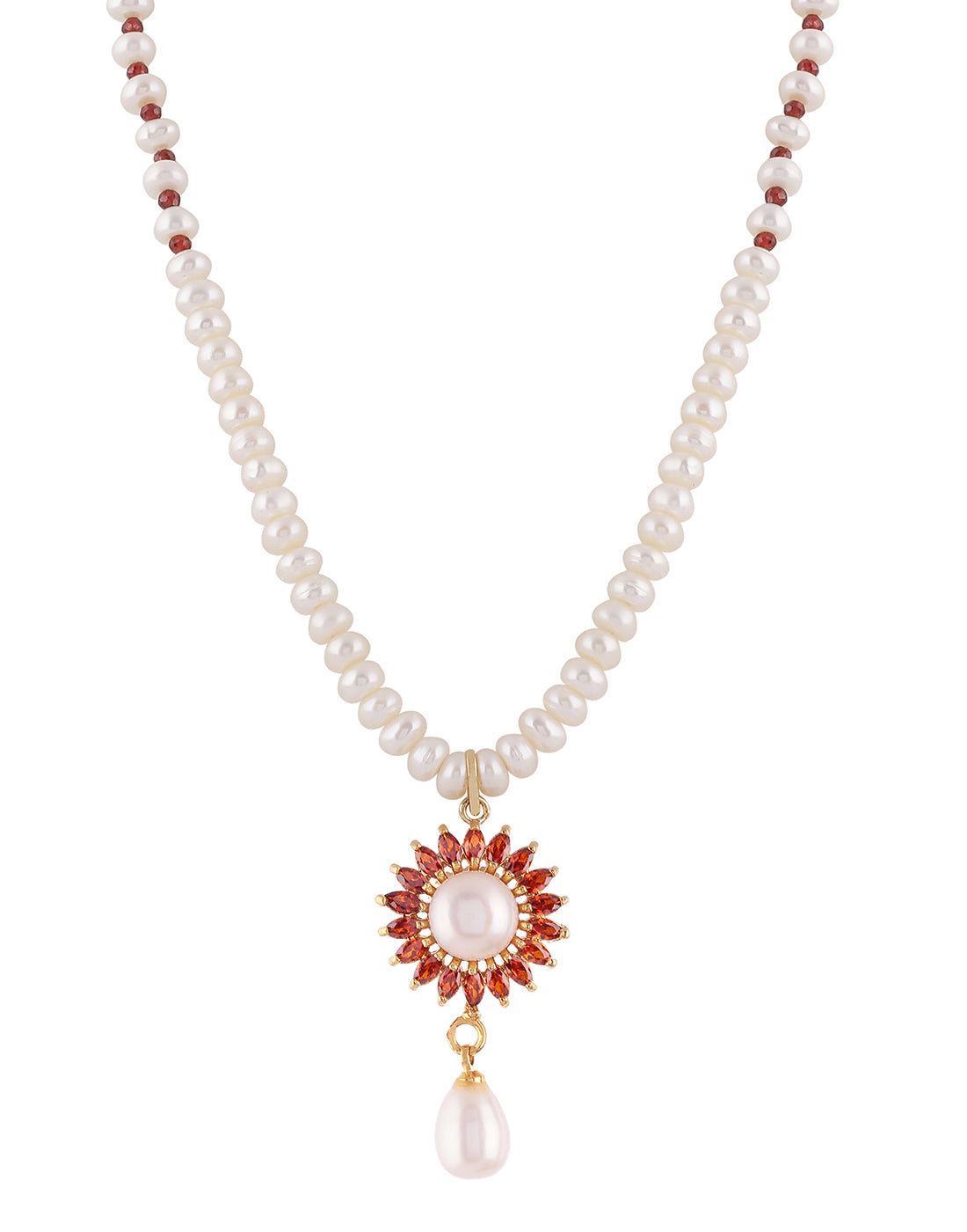 Real Natural Fresh Water Single String Pearl Set With Certificate(D.No ADPRLS983)