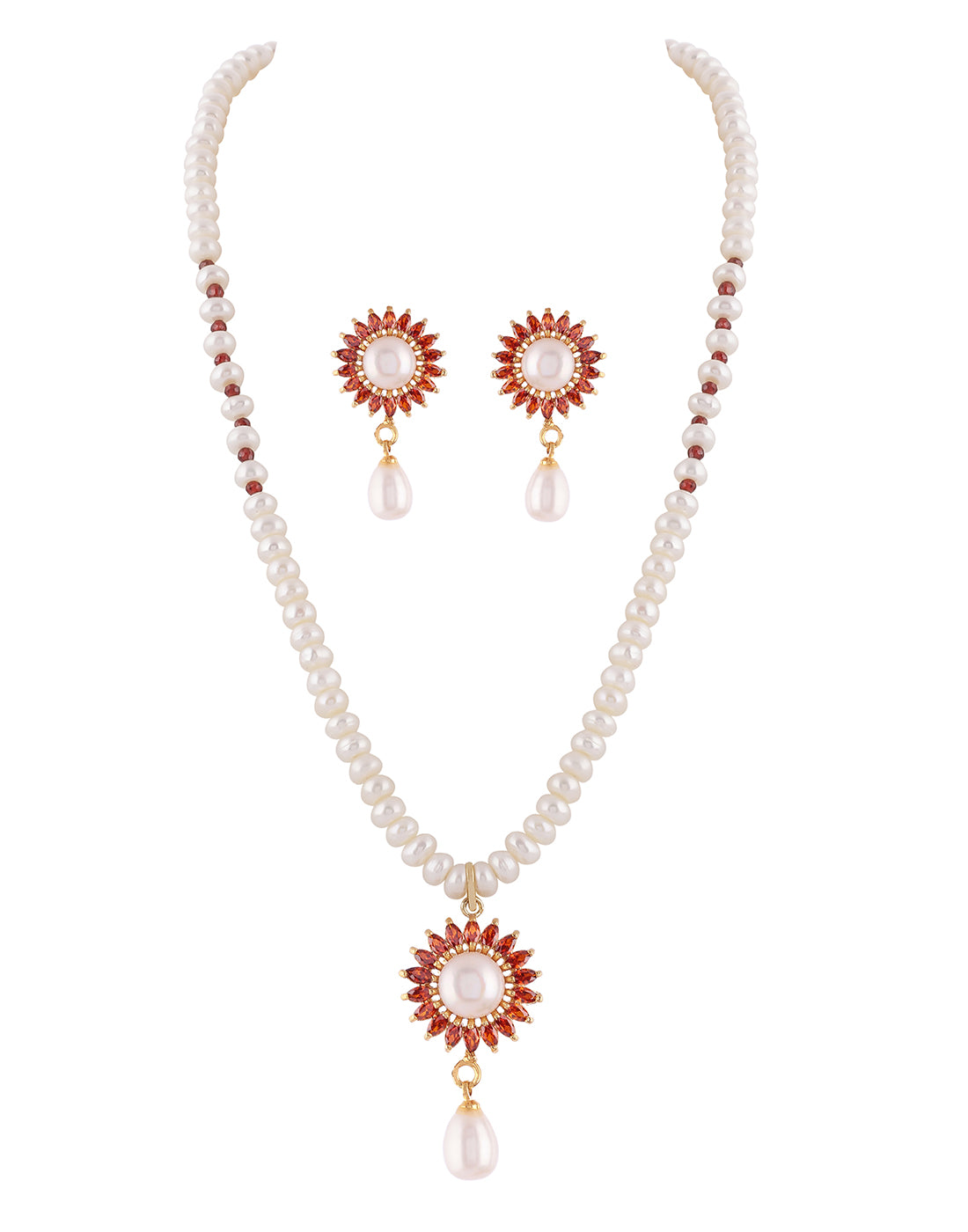 Real Natural Fresh Water Single String Pearl Set With Certificate(D.No ADPRLS983)