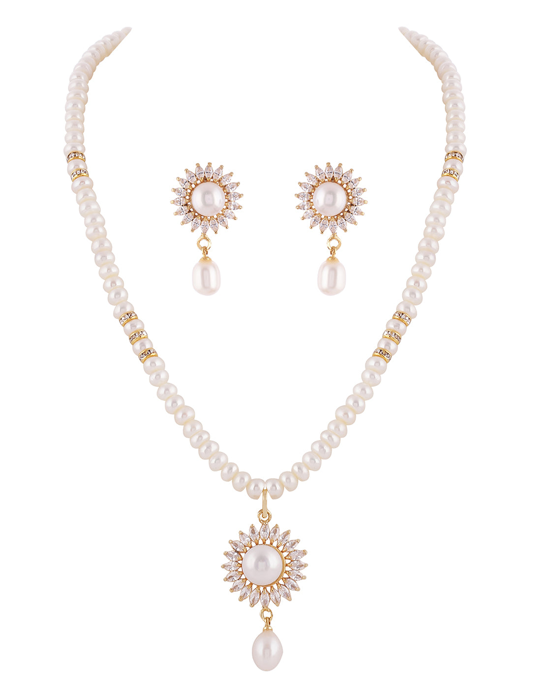 Real Natural Fresh Water Single String Pearl Set With Certificate(D.No ADPRLS984)