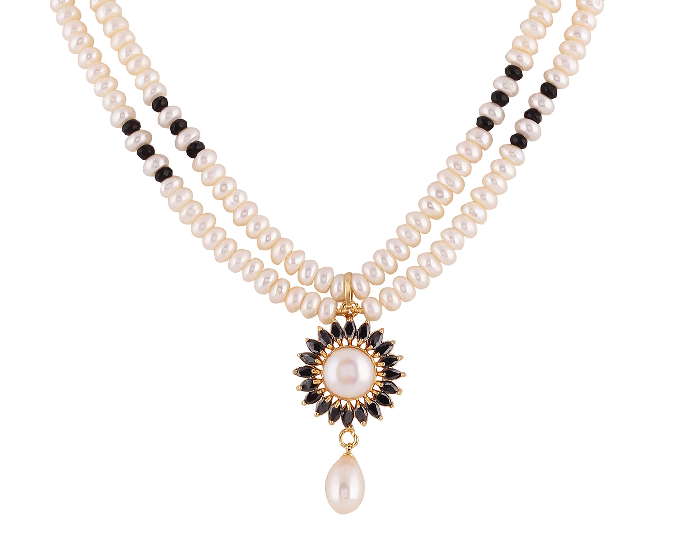 Real Natural Fresh Water Double String Pearl Set With Certificate(D.No ADPRLS989)