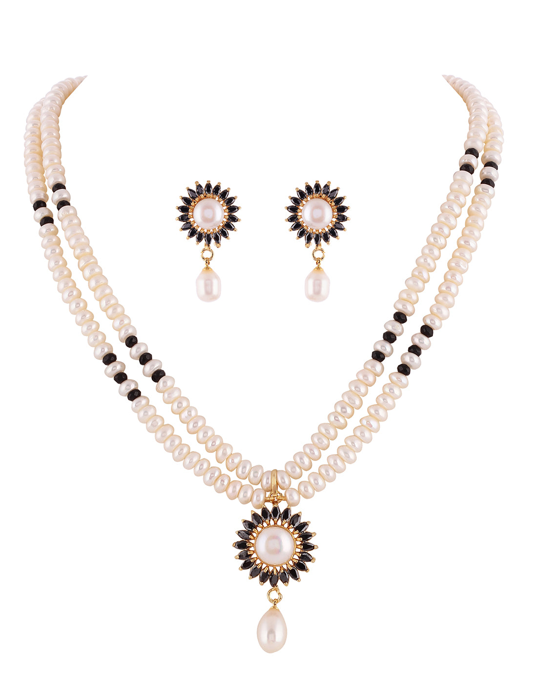Real Natural Fresh Water Double String Pearl Set With Certificate(D.No ADPRLS989)