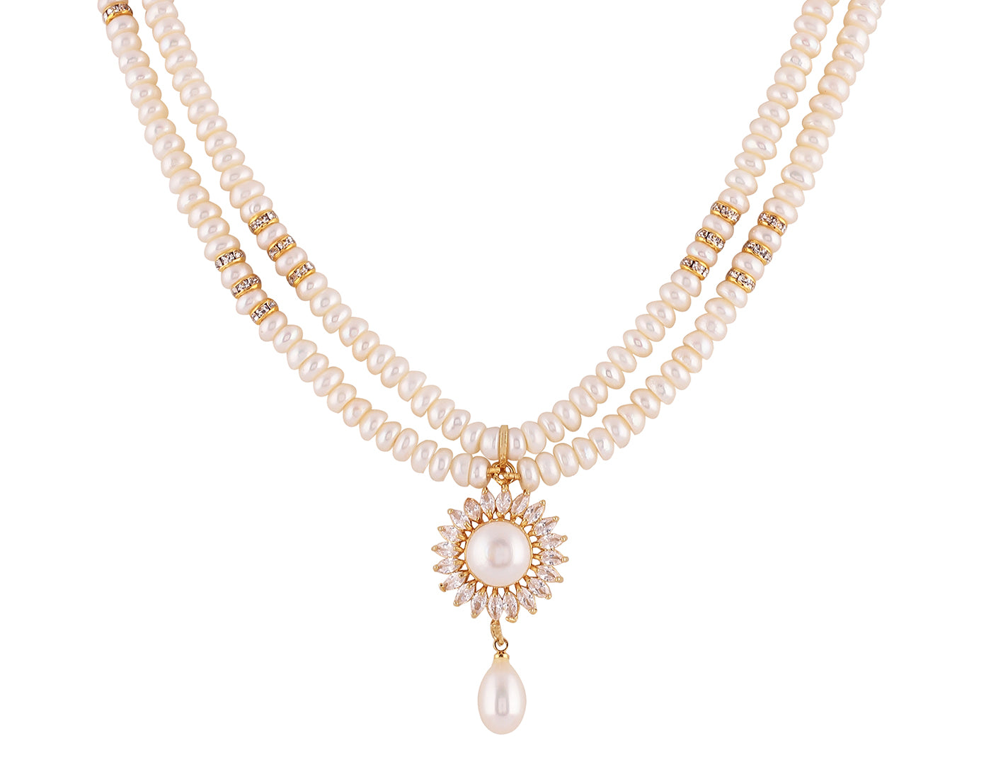 Real Natural Fresh Water Double String Pearl Set With Certificate(D.No ADPRLS990)