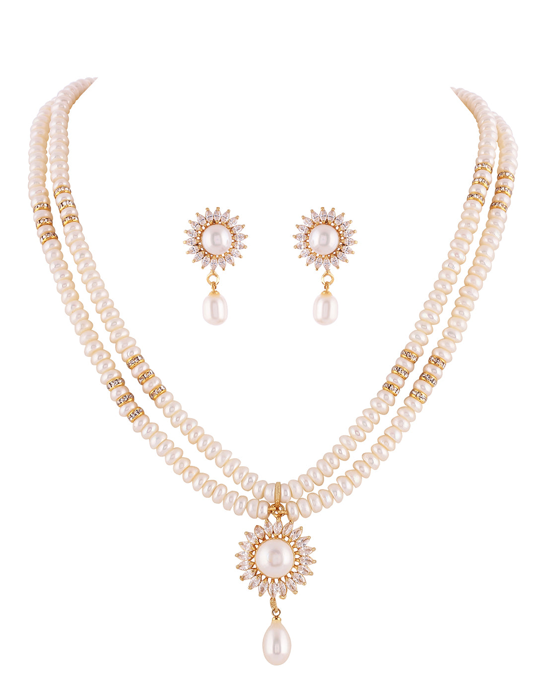 Real Natural Fresh Water Double String Pearl Set With Certificate(D.No ADPRLS990)