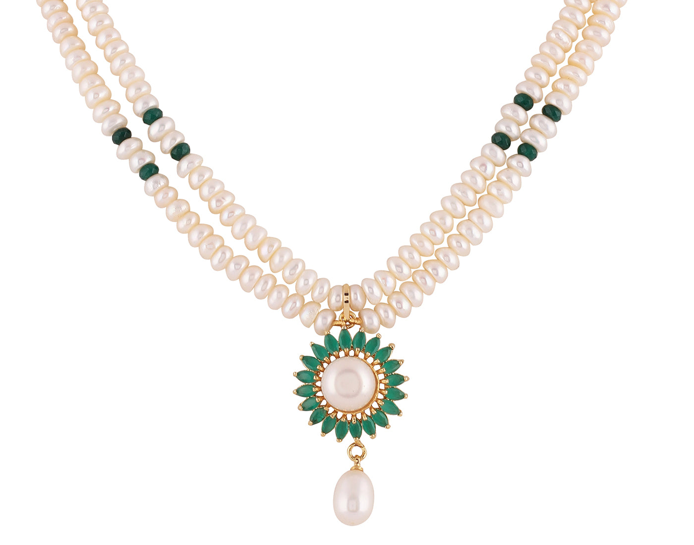Real Natural Fresh Water Double String Pearl Set With Certificate(D.No ADPRLS991)