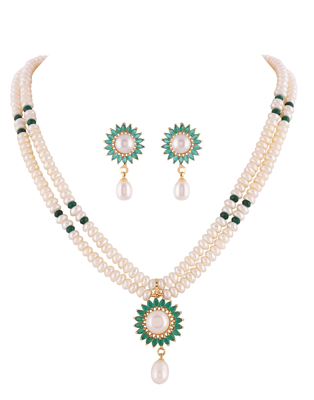 Real Natural Fresh Water Double String Pearl Set With Certificate(D.No ADPRLS991)