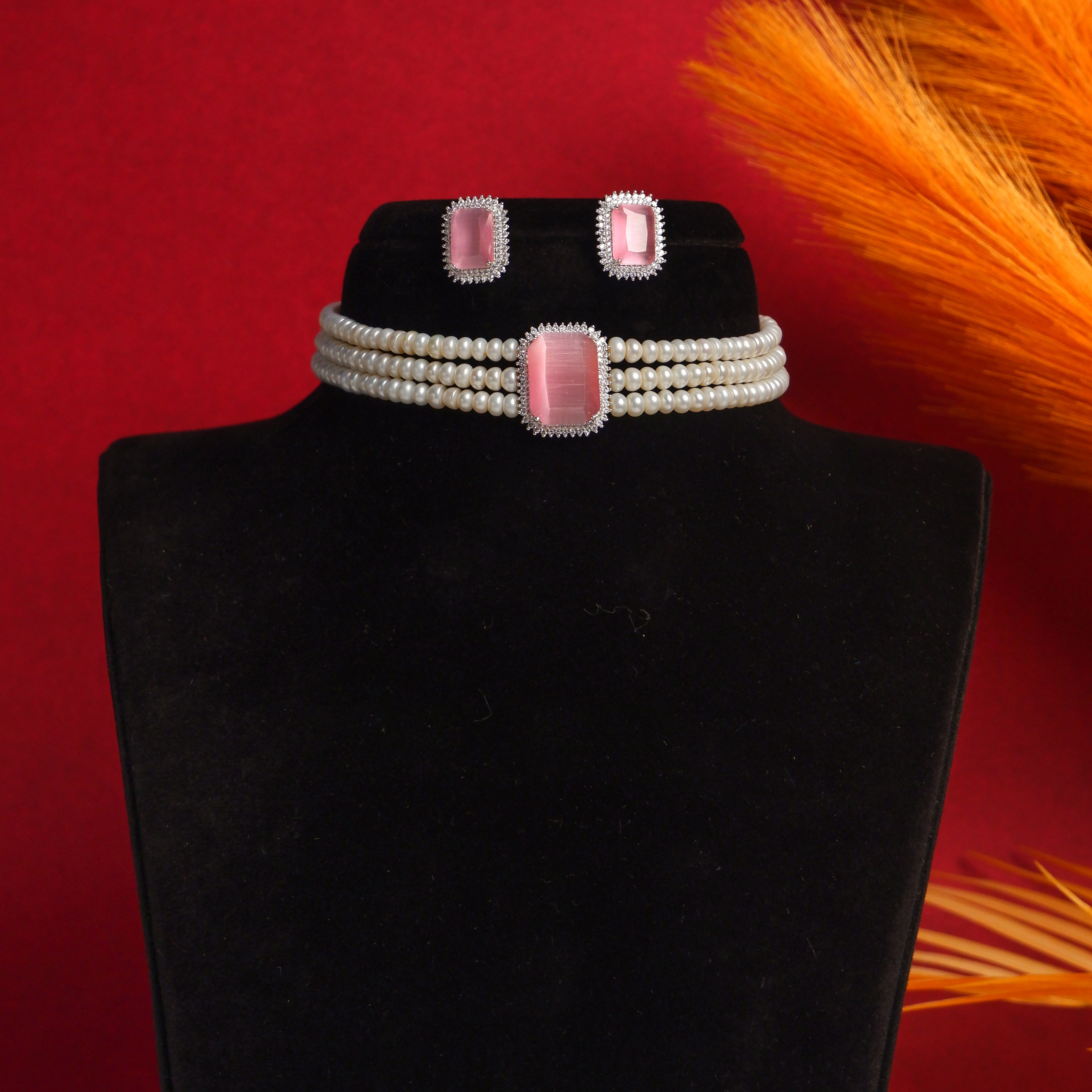 Real Natural Fresh Water Pearls Choker Set For Women With Certificate(D.No CKR101)