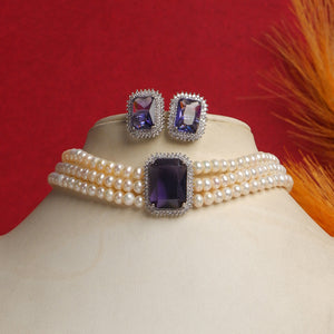 Real Natural Fresh Water Pearls Choker Set For Women With Certificate(D.No CKR107)