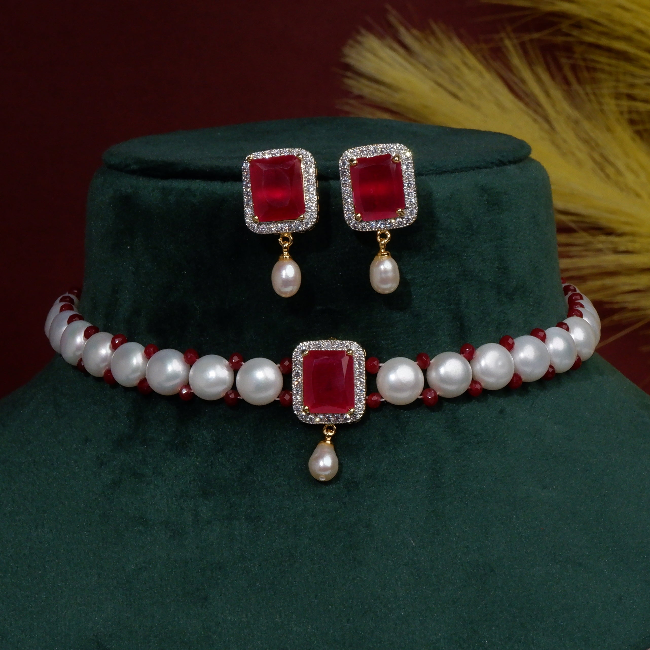 Real Natural Fresh Water Button Pearls Choker Set For Women With Certificate(D.No CKR109)