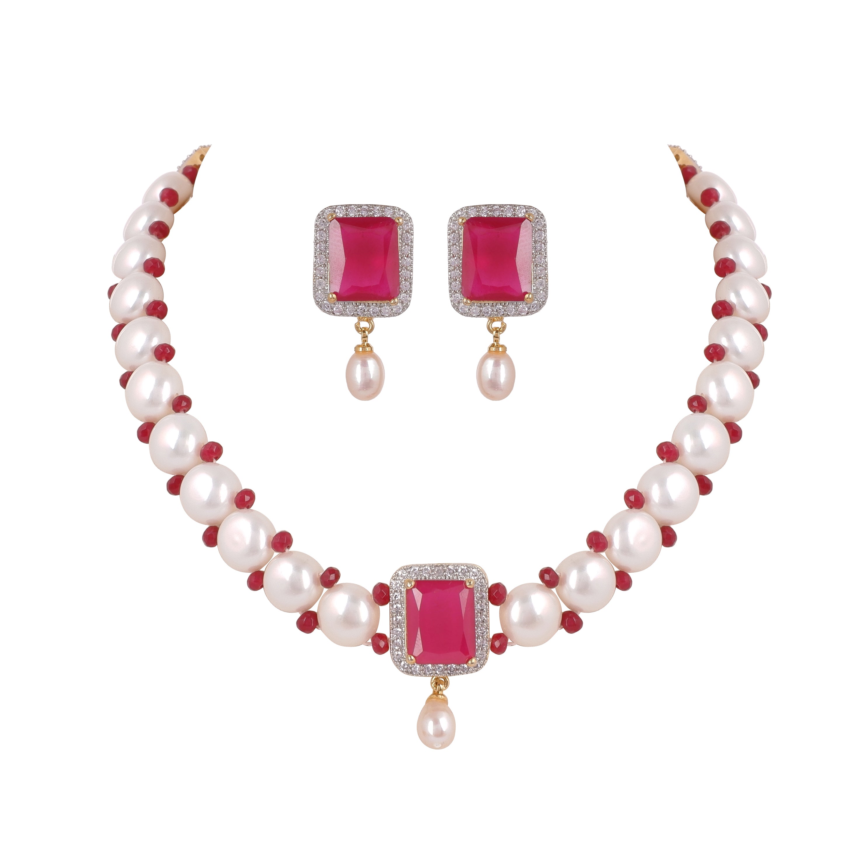 Real Natural Fresh Water Button Pearls Choker Set For Women With Certificate(D.No CKR109)
