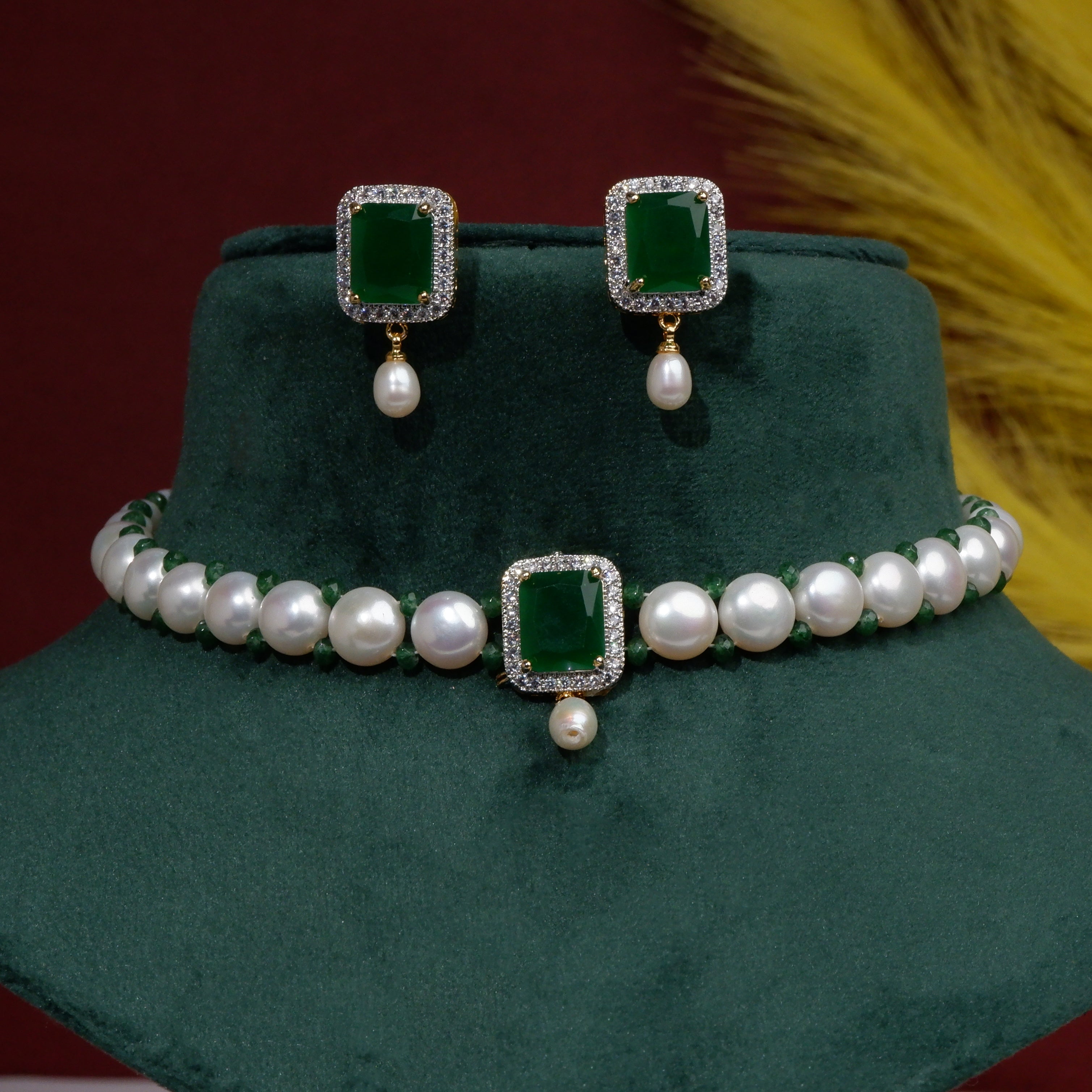 Real Natural Fresh Water Button Pearls Choker Set For Women With Certificate(D.No CKR110)