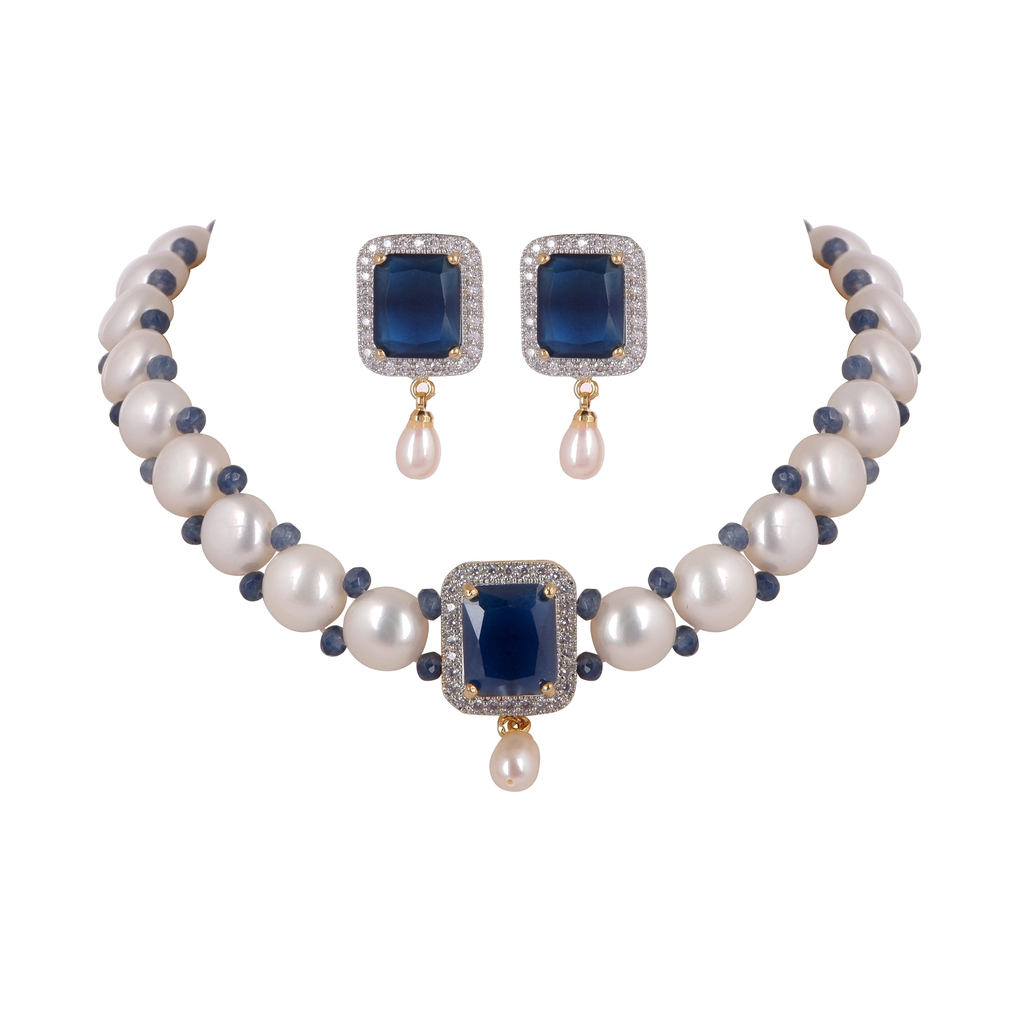 Real Natural Fresh Water Button Pearls Choker Set For Women With Certificate(D.No CKR111)