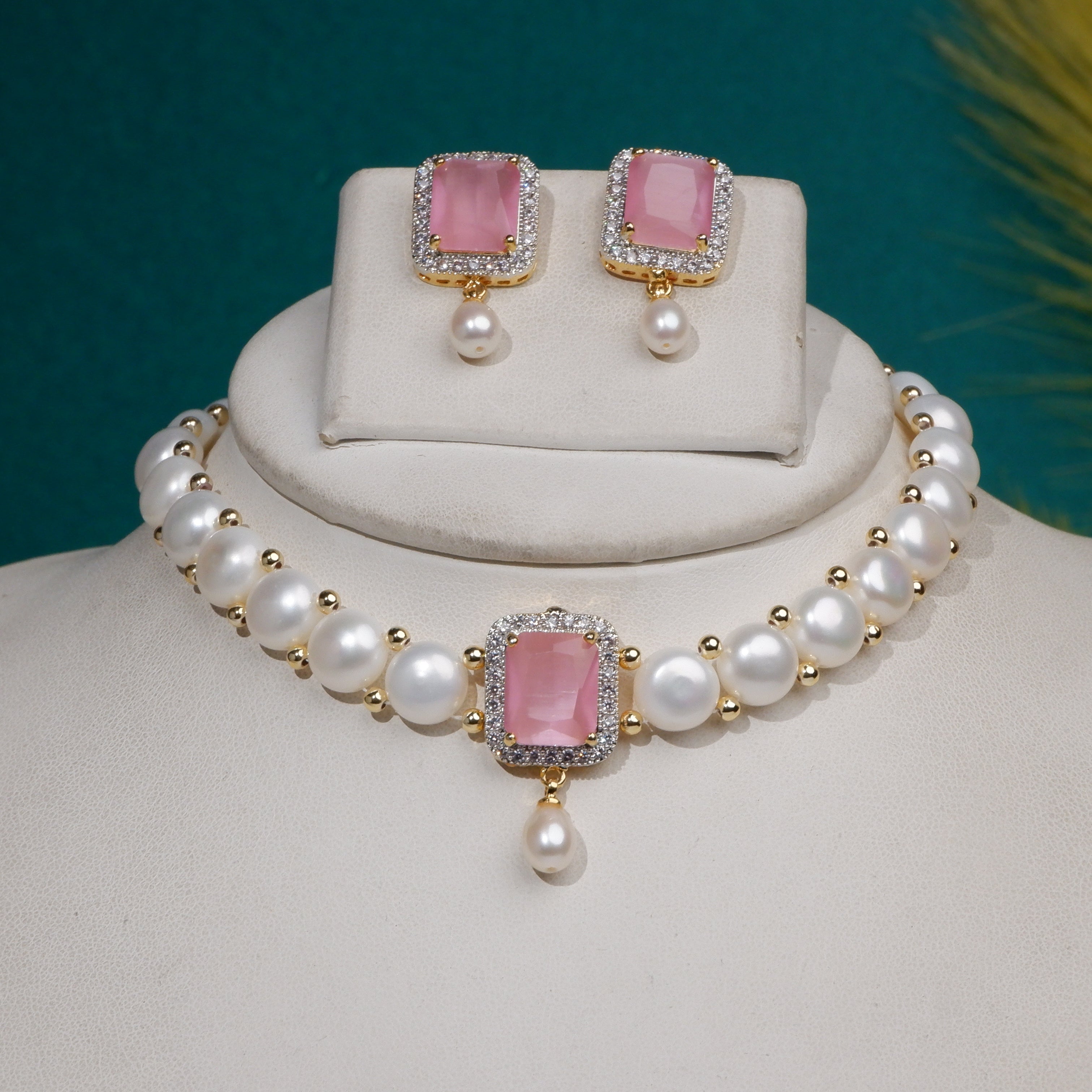 Real Natural Fresh Water Button Pearls Choker Set For Women With Certificate(D.No CKR113)