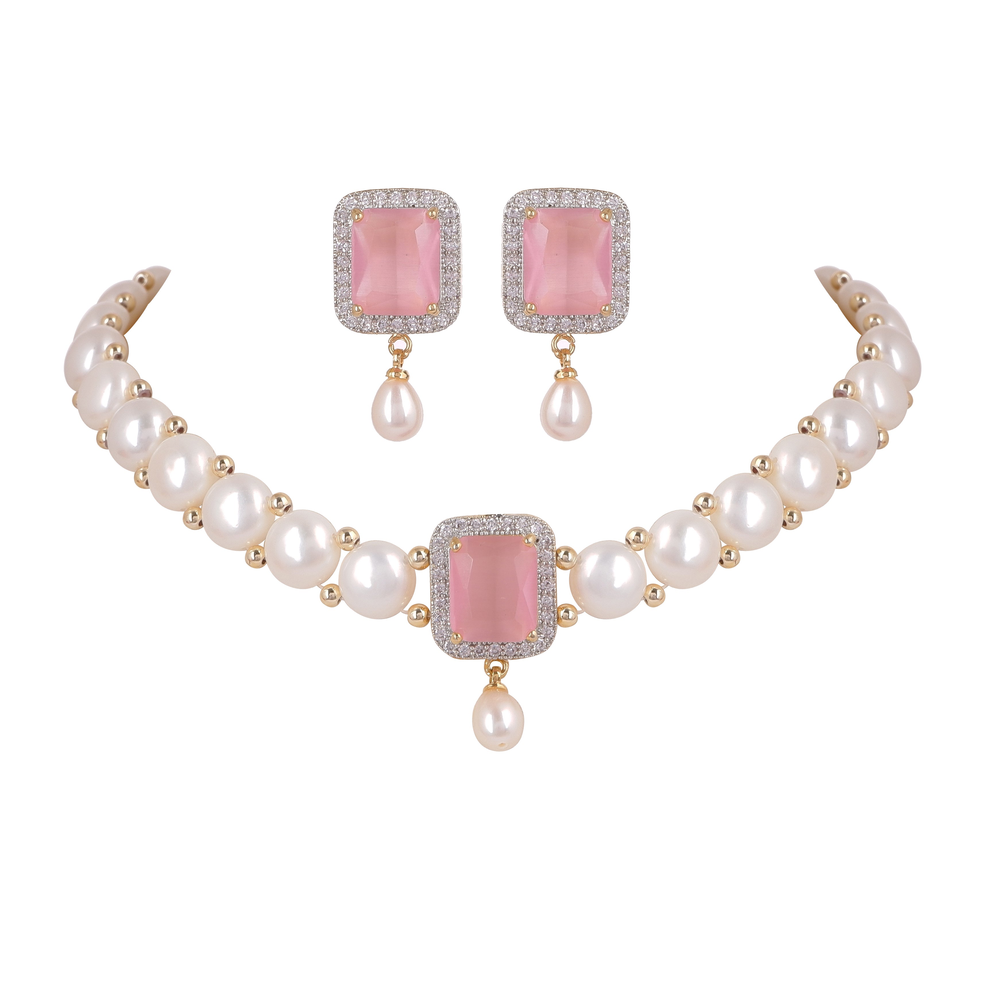 Real Natural Fresh Water Button Pearls Choker Set For Women With Certificate(D.No CKR113)