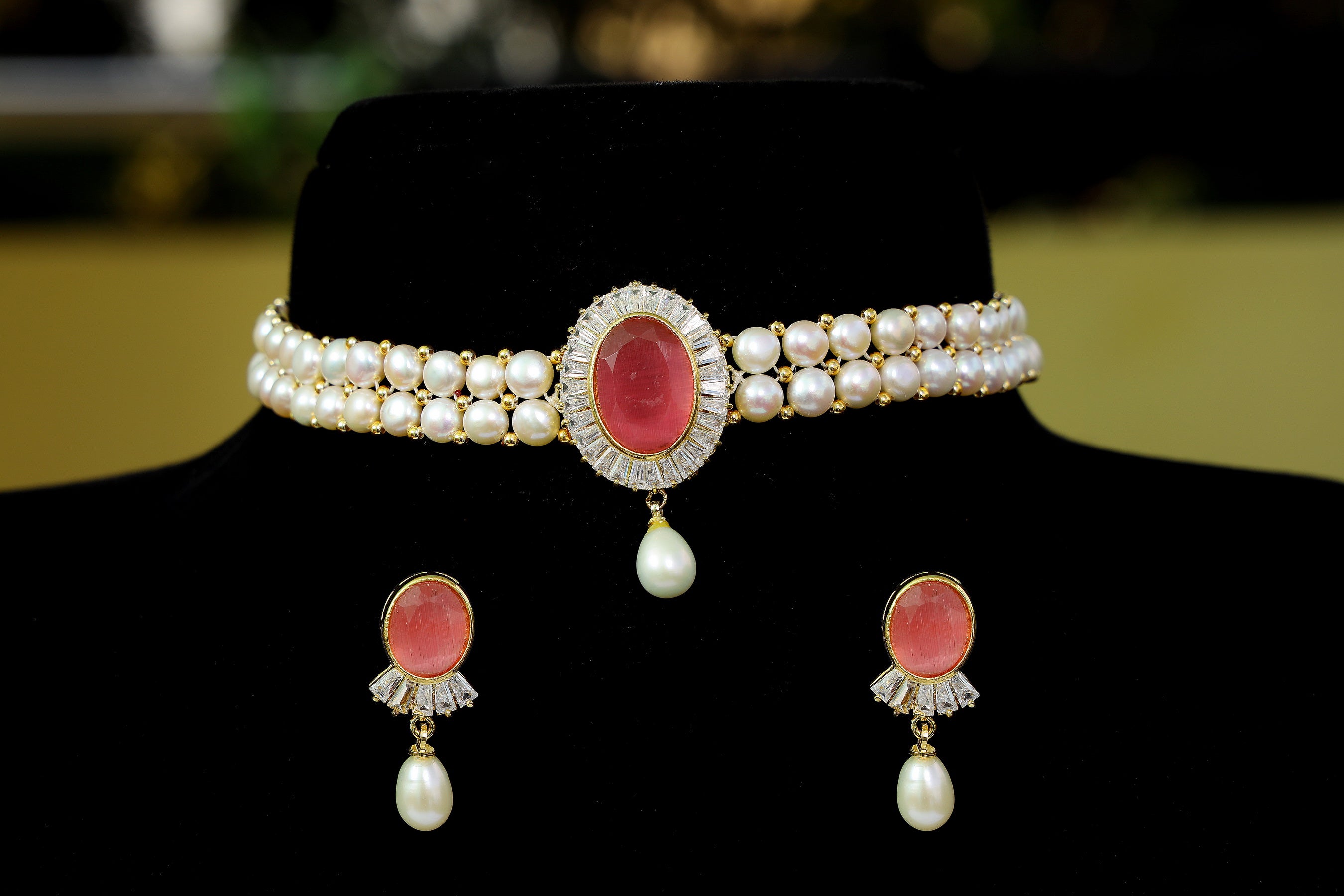 Real Natural Fresh Water Pearls Choker Set With Certificate(D.No CKR114)