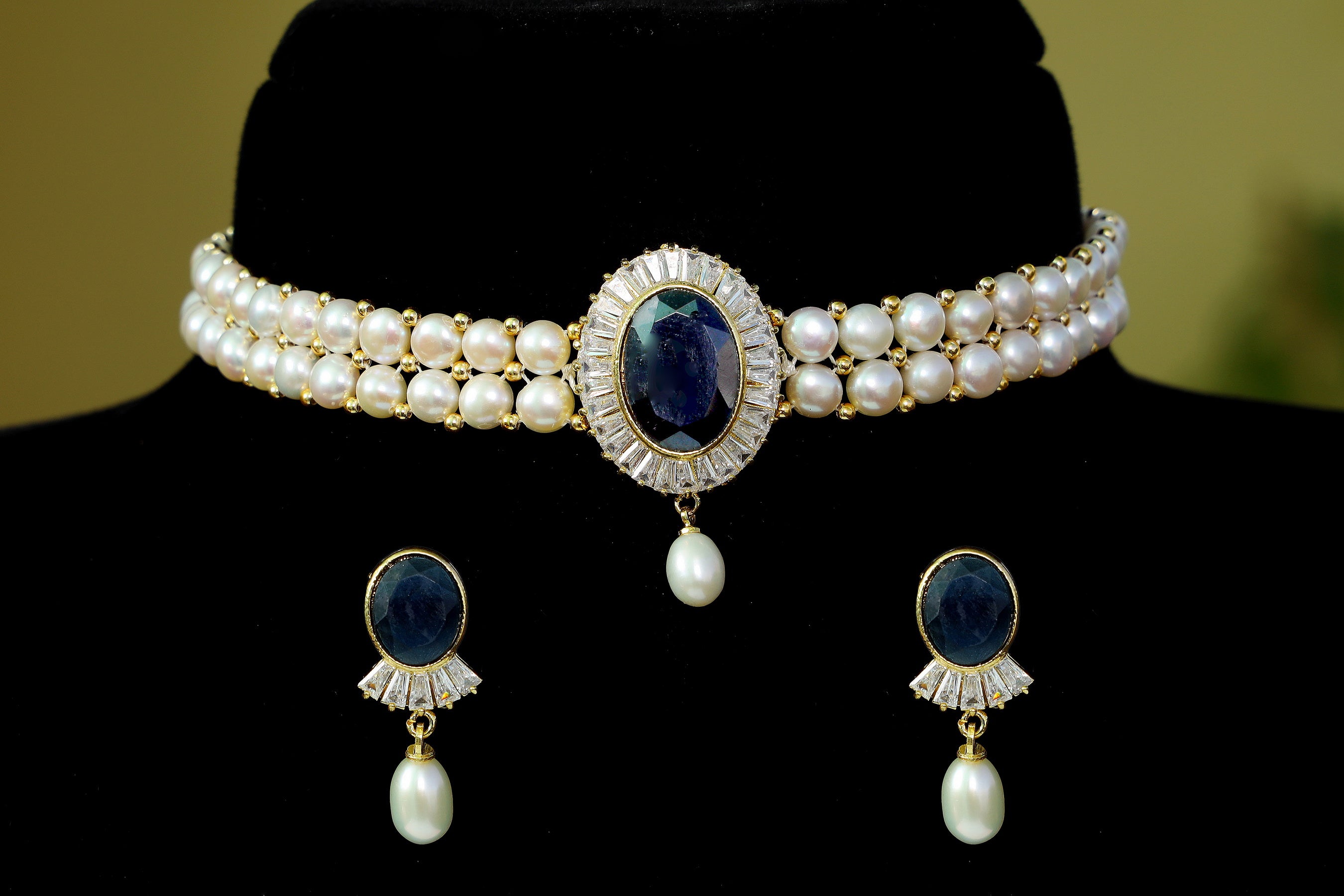 Real Natural Fresh Water Pearls Choker Set With Certificate(D.No CKR115)