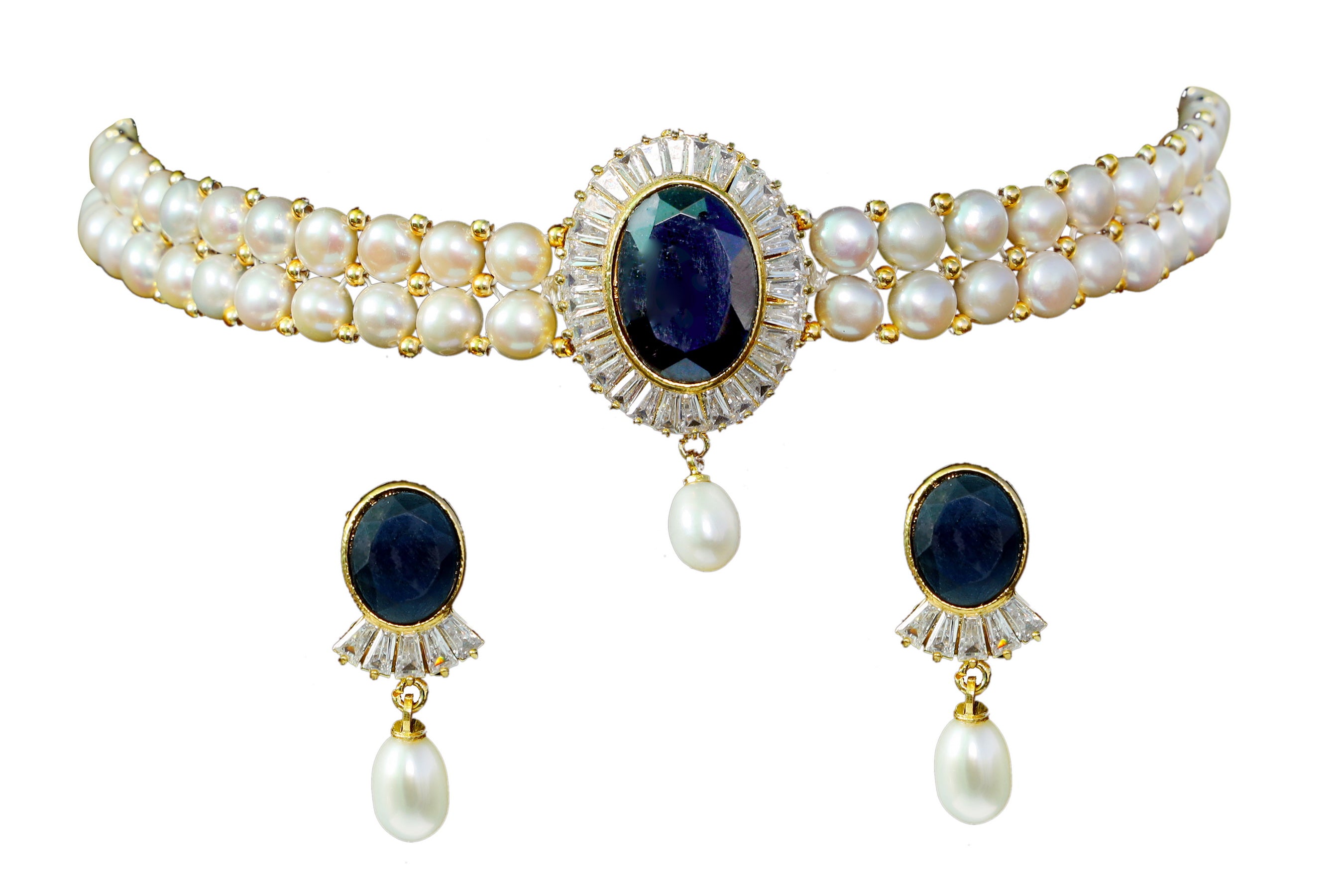 Real Natural Fresh Water Pearls Choker Set With Certificate(D.No CKR115)