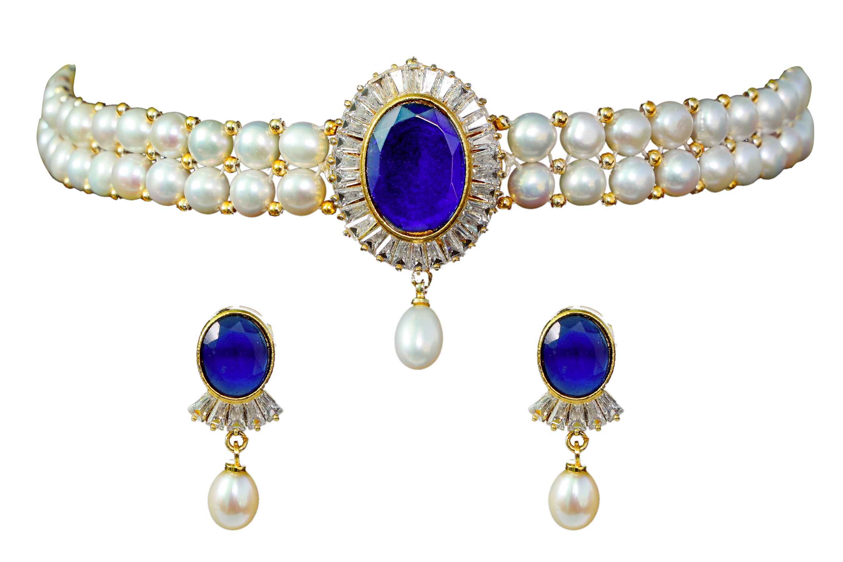 Real Natural Fresh Water Pearls Choker Set With Certificate(D.No CKR117)