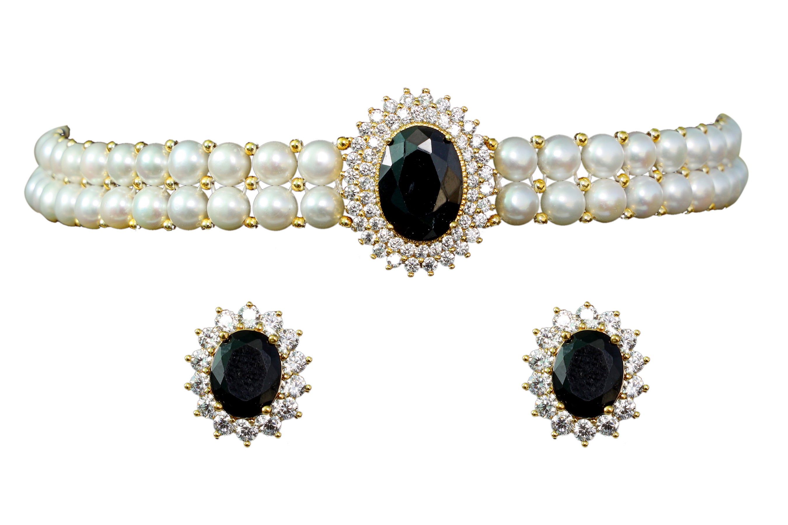 Real Natural Fresh Water Button Pearls Choker Set With Certificate(D.No CKR121)
