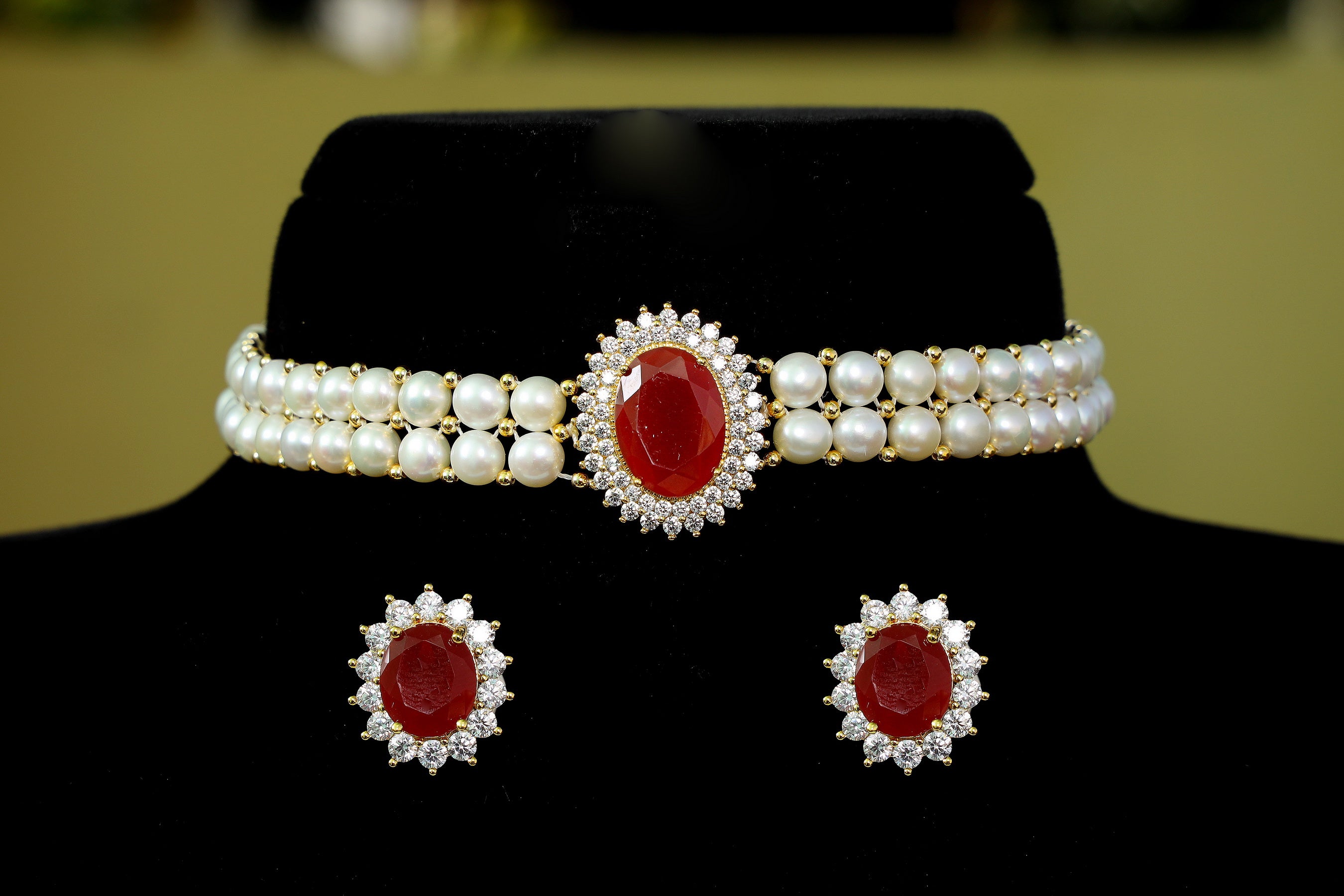 Real Natural Fresh Water Button Pearls Choker Set With Certificate(D.No CKR122)