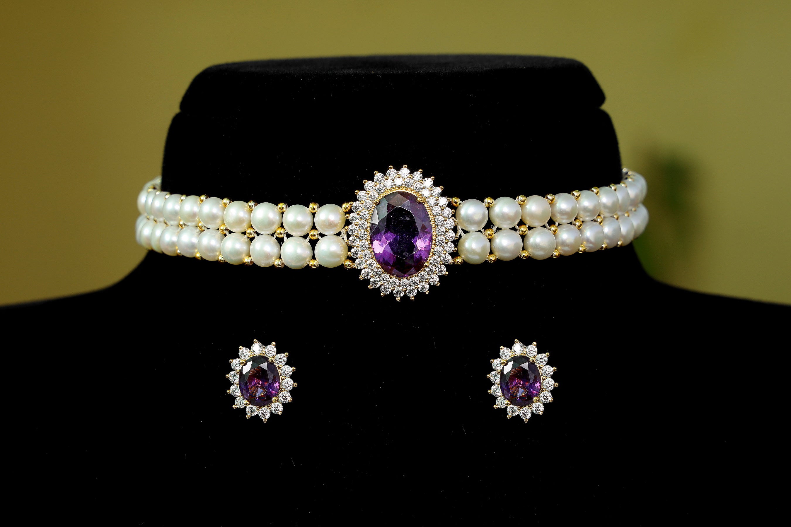 Real Natural Fresh Water Button Pearls Choker Set With Certificate(D.No CKR123)