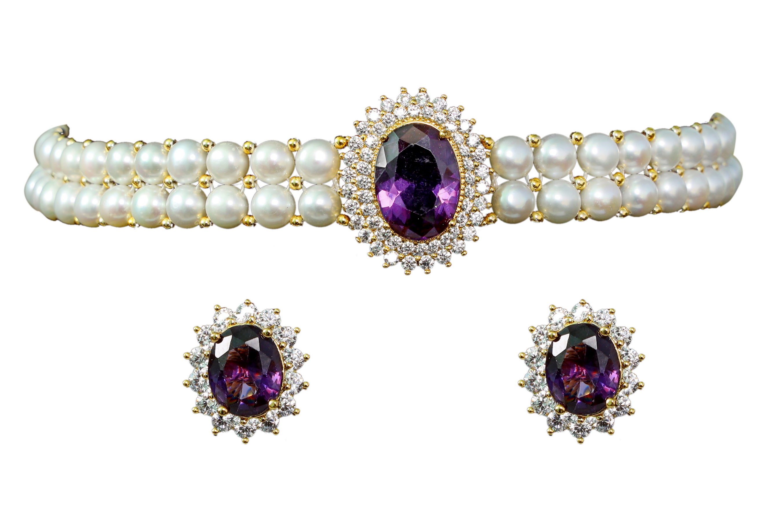 Real Natural Fresh Water Button Pearls Choker Set With Certificate(D.No CKR123)