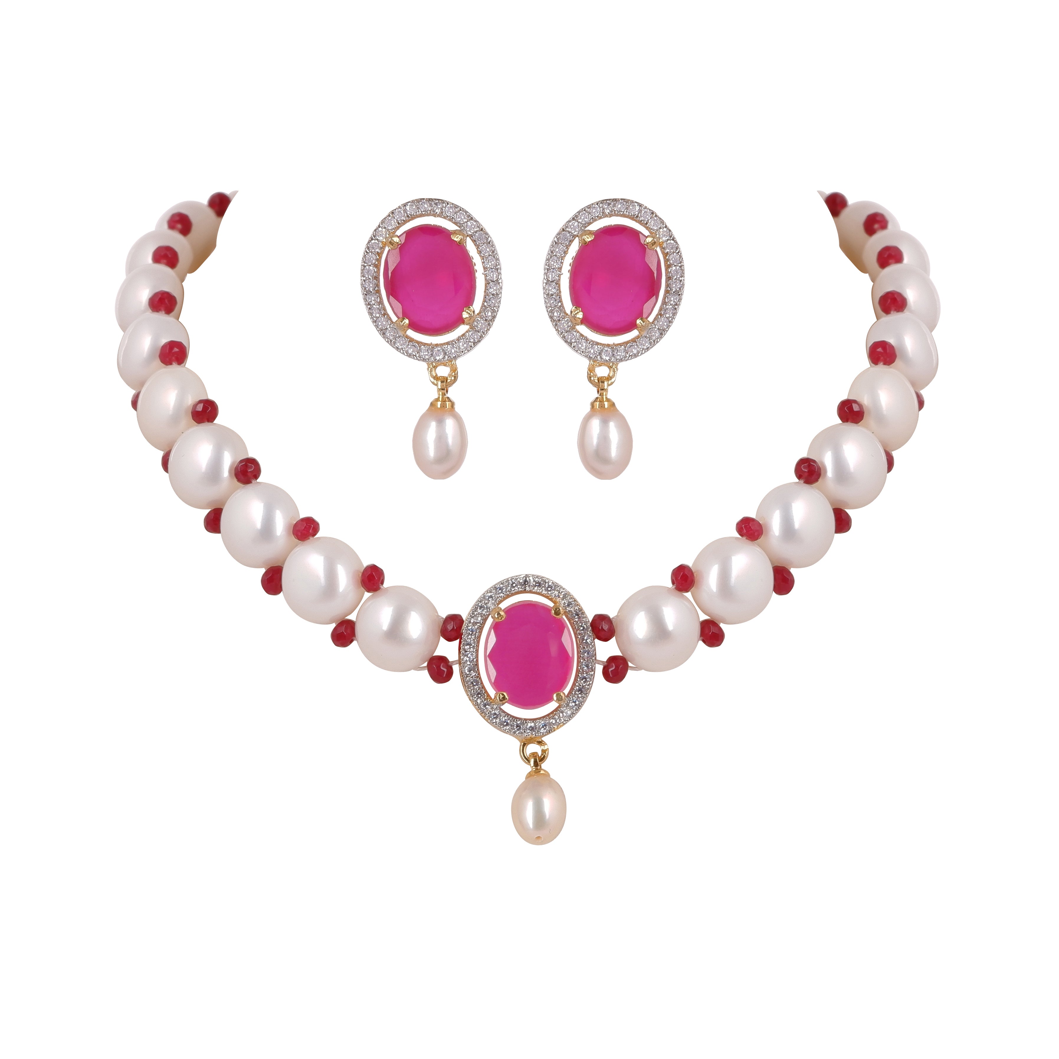 Real Natural Fresh Water Button Pearls Choker Set For Women With Certificate(D.No CKR124)