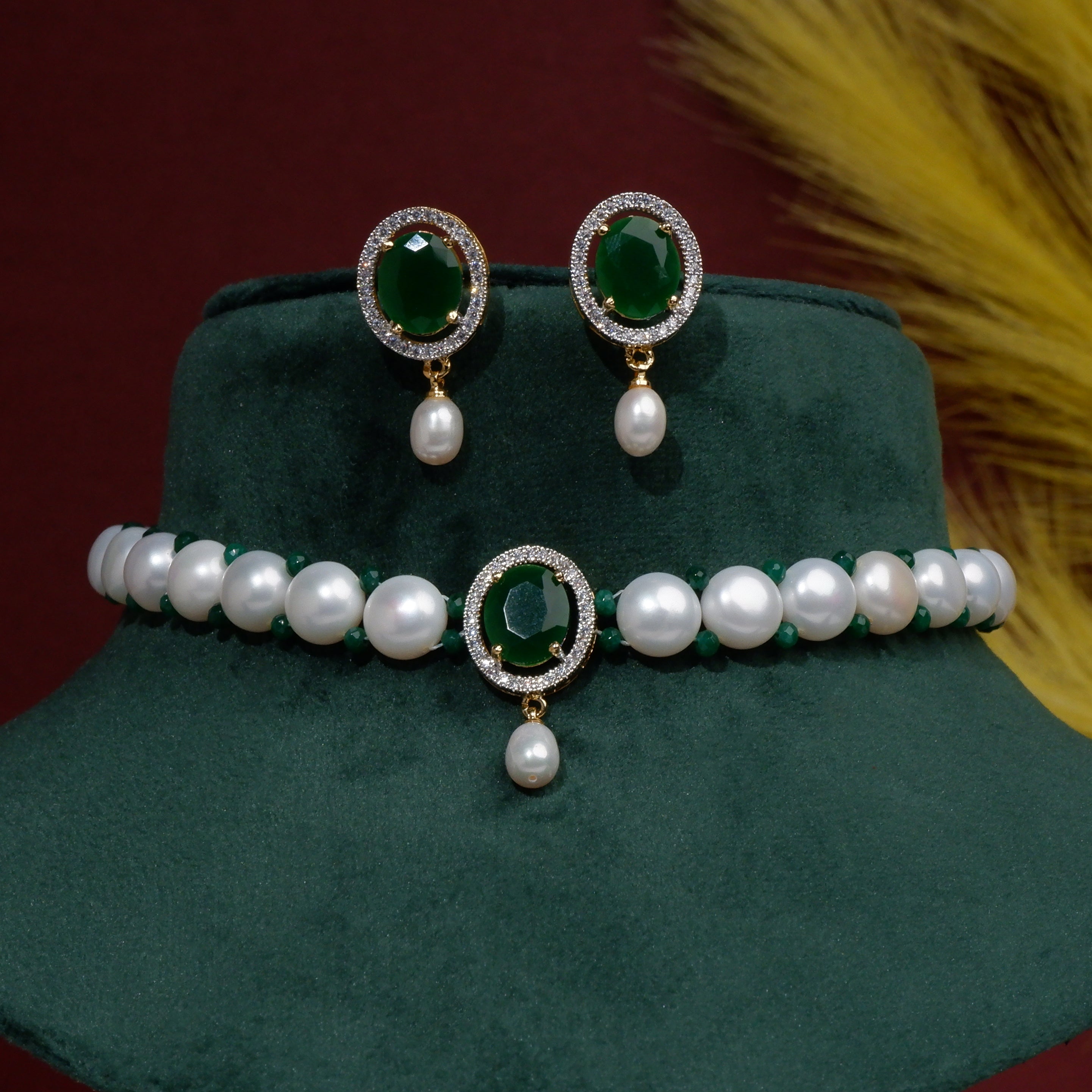 Real Natural Fresh Water Button Pearls Choker Set For Women With Certificate(D.No CKR125)