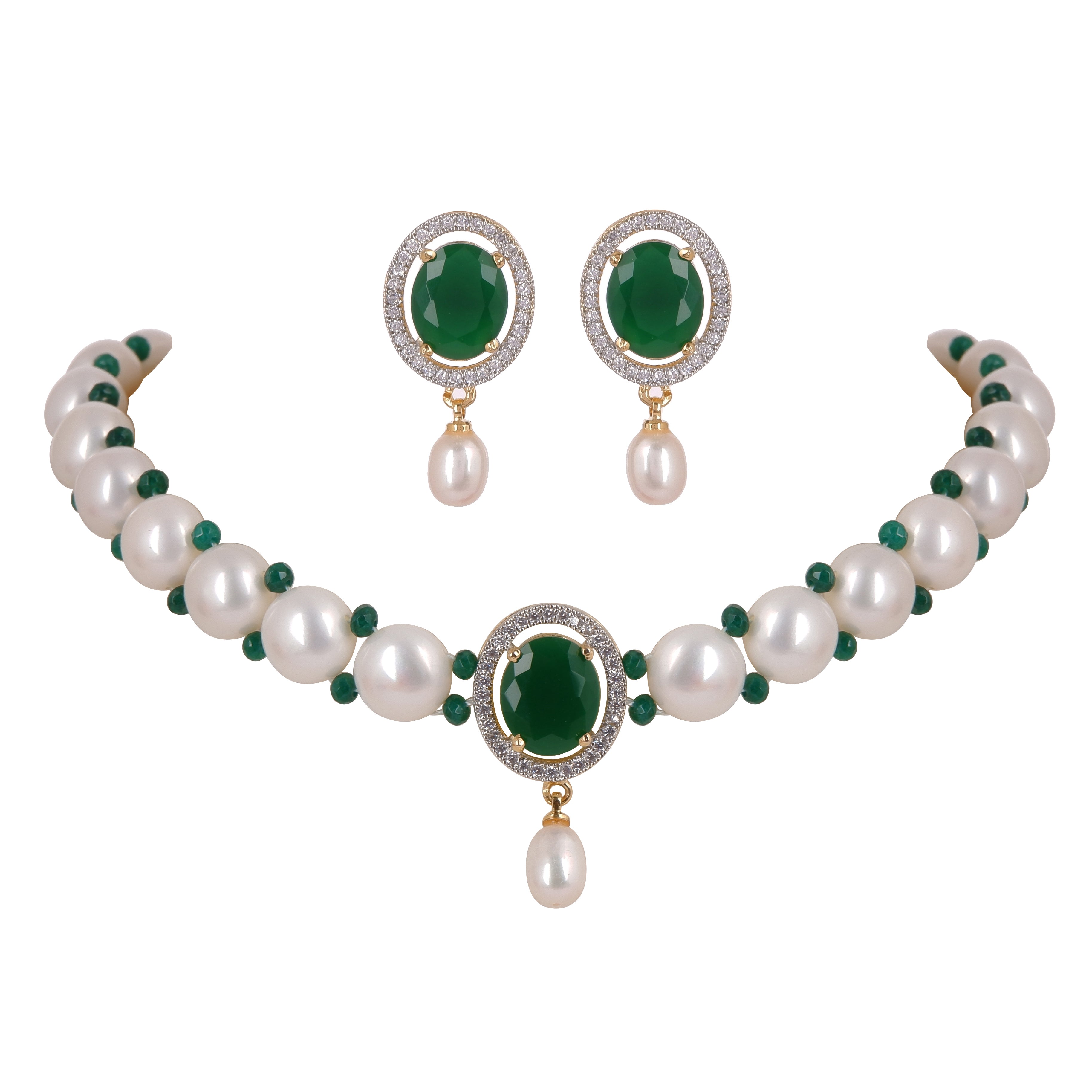 Real Natural Fresh Water Button Pearls Choker Set For Women With Certificate(D.No CKR125)