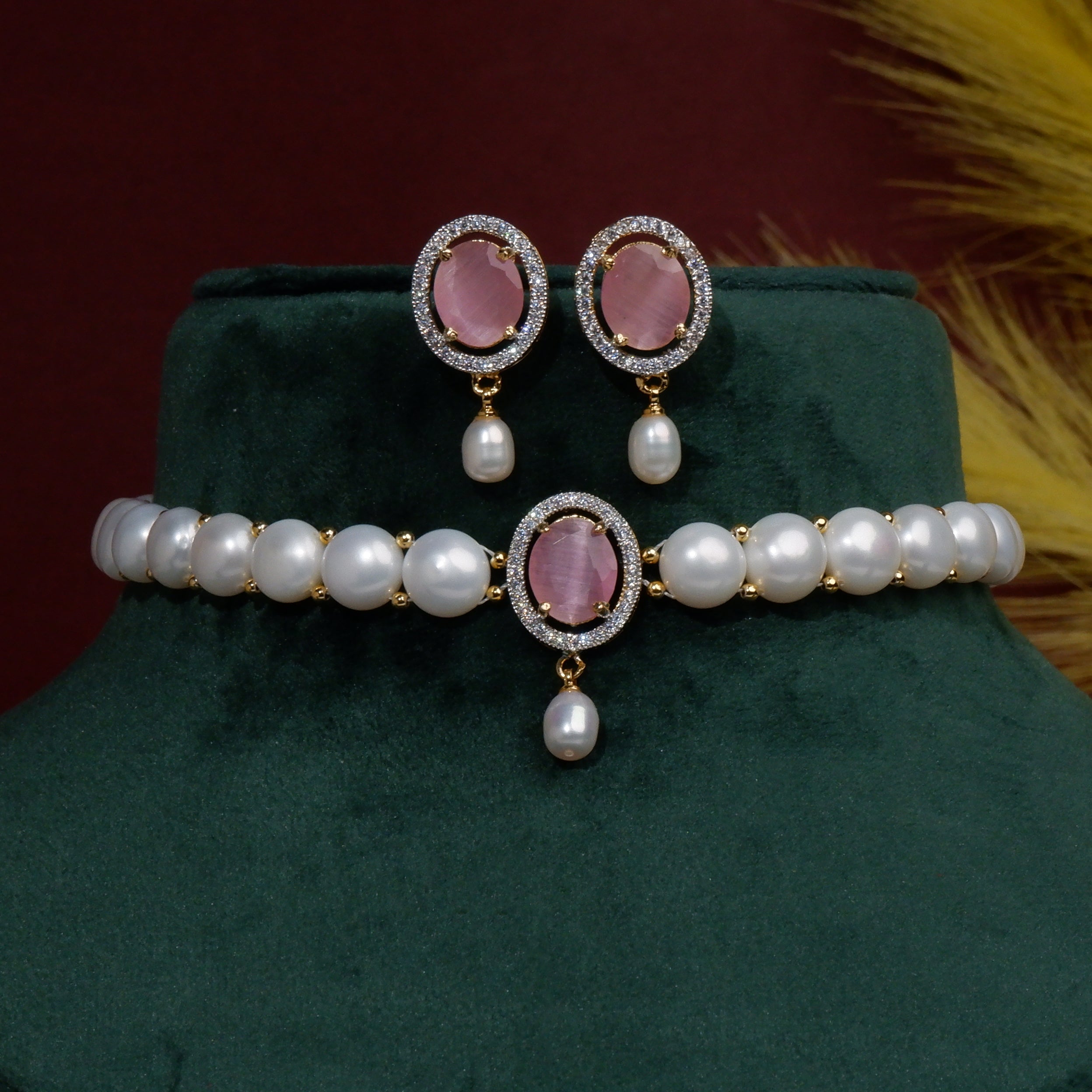 Real Natural Fresh Water Button Pearls Choker Set For Women With Certificate(D.No CKR126)