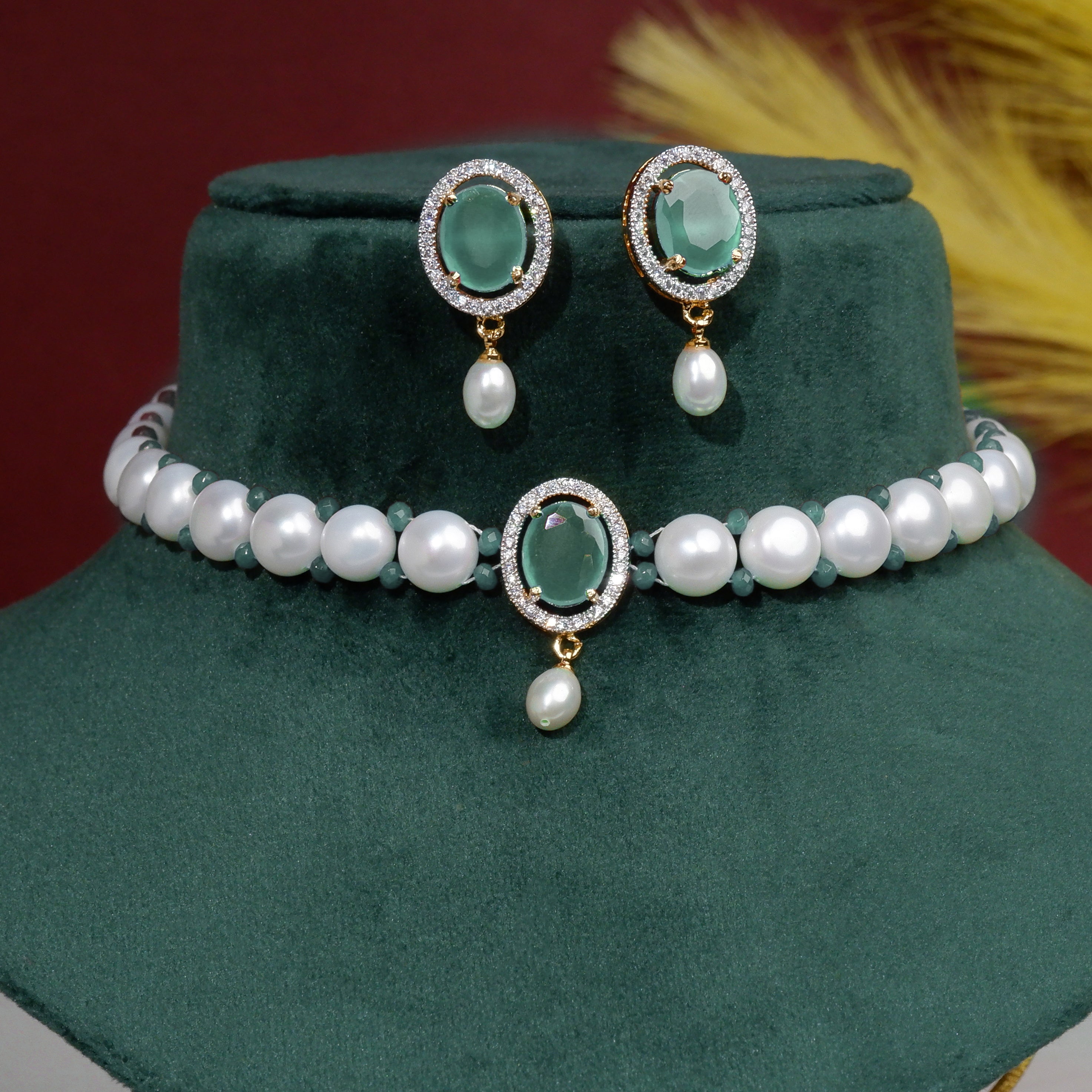 Real Natural Fresh Water Button Pearls Choker Set For Women With Certificate(D.No CKR127)