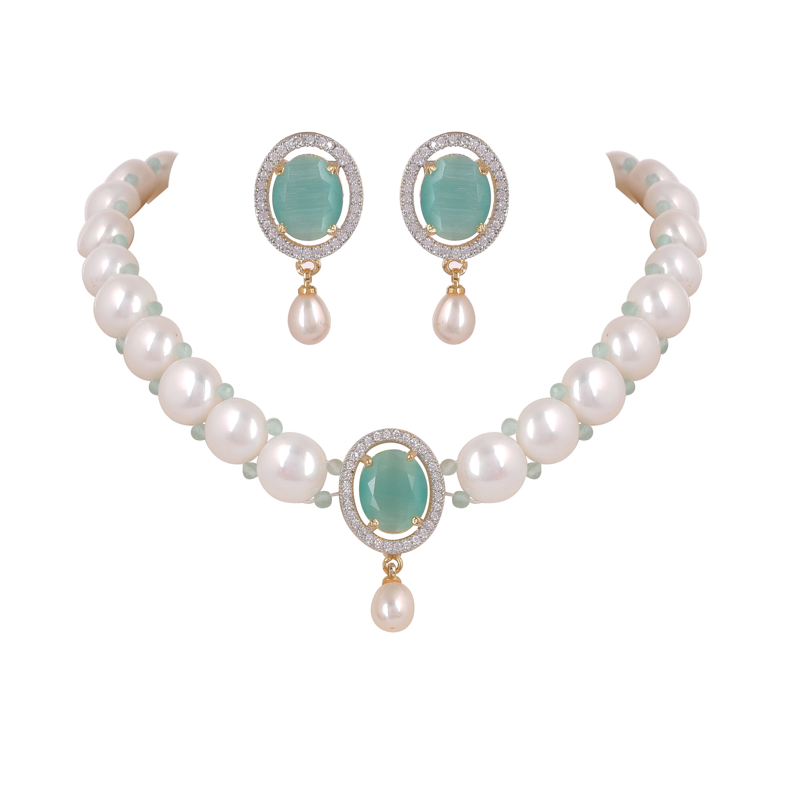 Real Natural Fresh Water Button Pearls Choker Set For Women With Certificate(D.No CKR127)