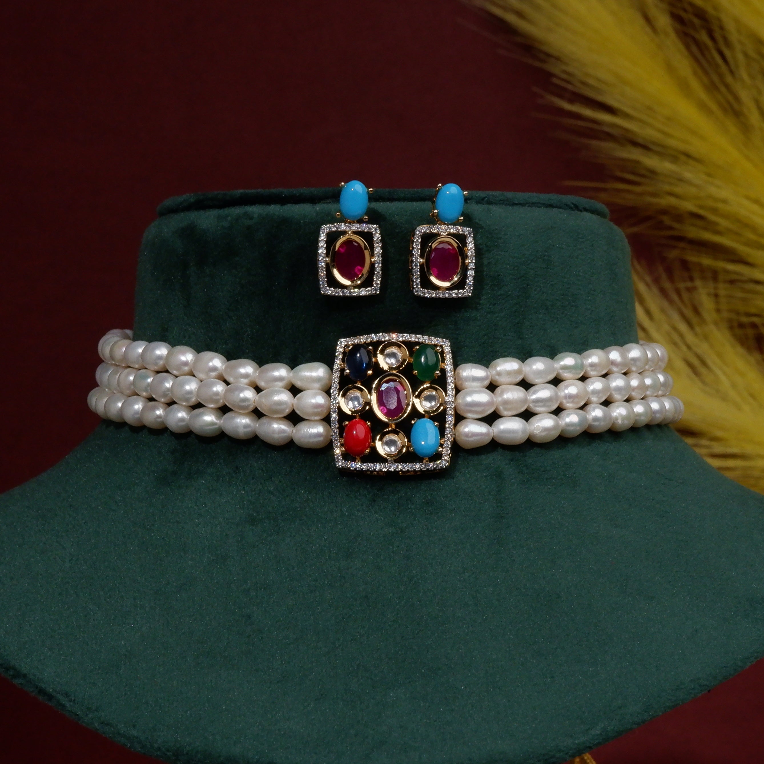 Real Natural Fresh Water Pearls Choker Set For Women With Certificate(D.No CKR128)