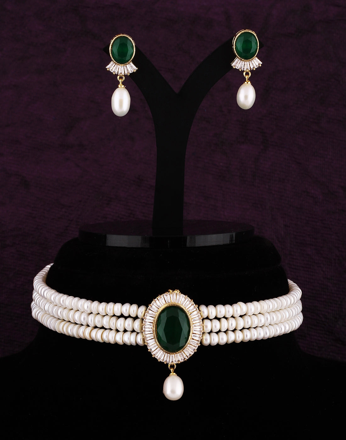 Real Natural Fresh Water Pearls Choker Set With Certificate(D.No CKR184)