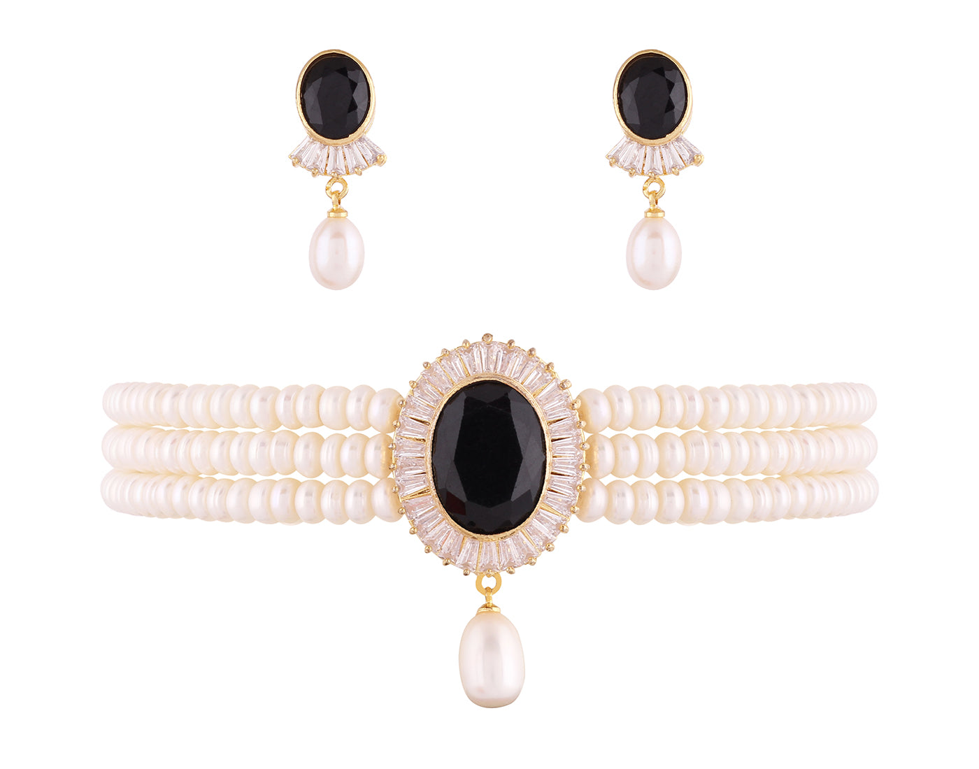 Real Natural Fresh Water Pearls Choker Set With Certificate(D.No CKR185)