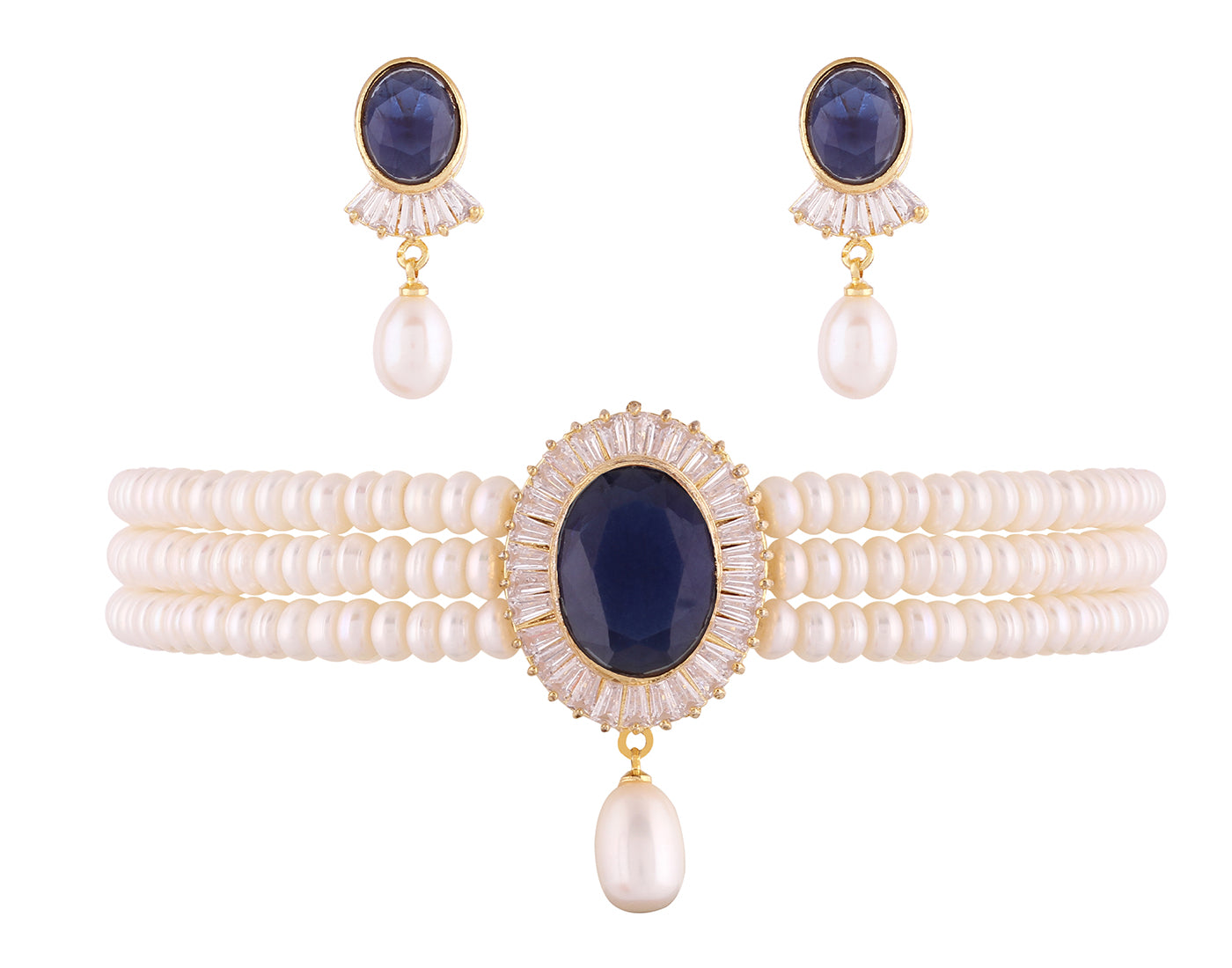 Real Natural Fresh Water Pearls Choker Set With Certificate(D.No CKR186)