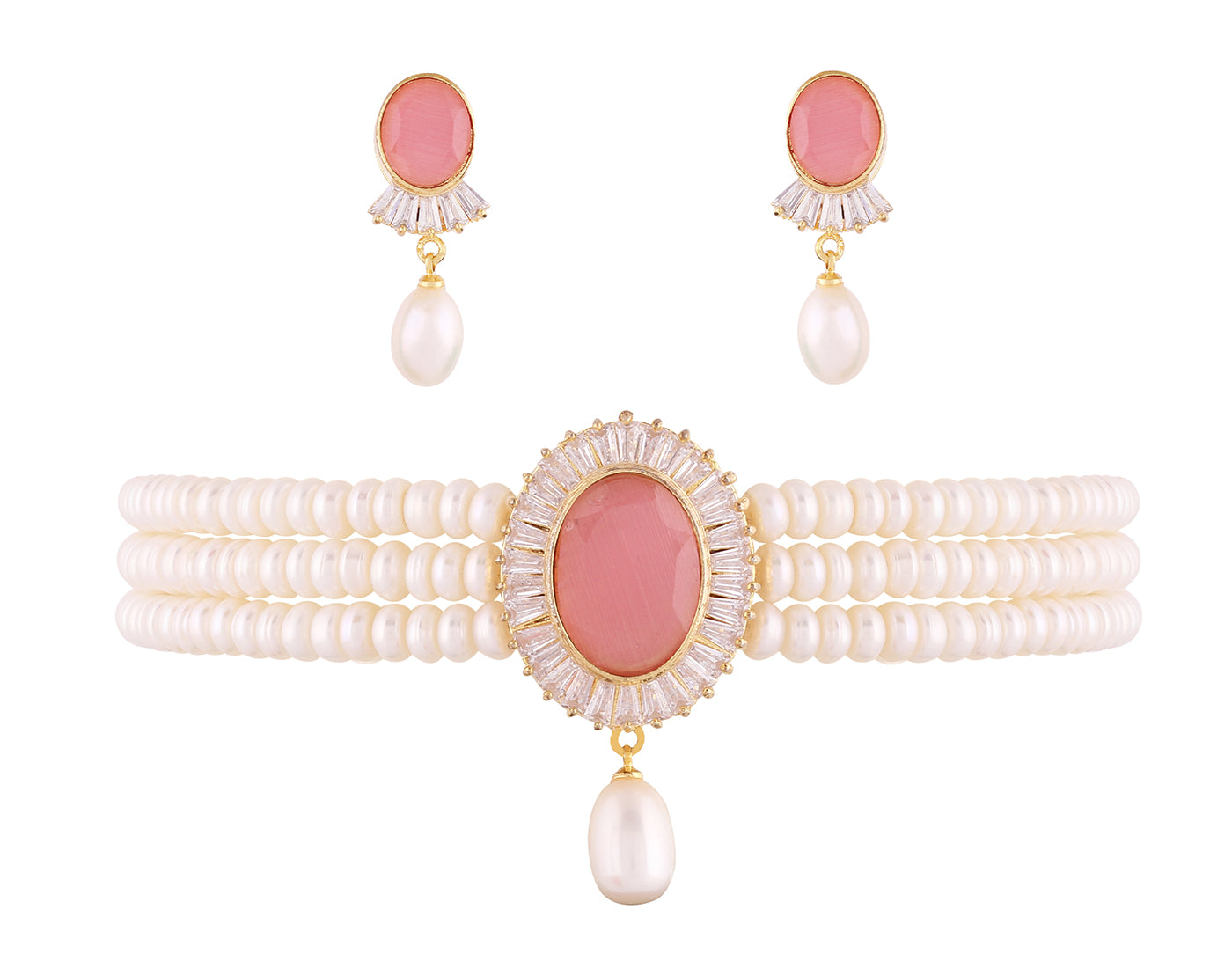 Real Natural Fresh Water Pearls Choker Set With Certificate(D.No CKR188)