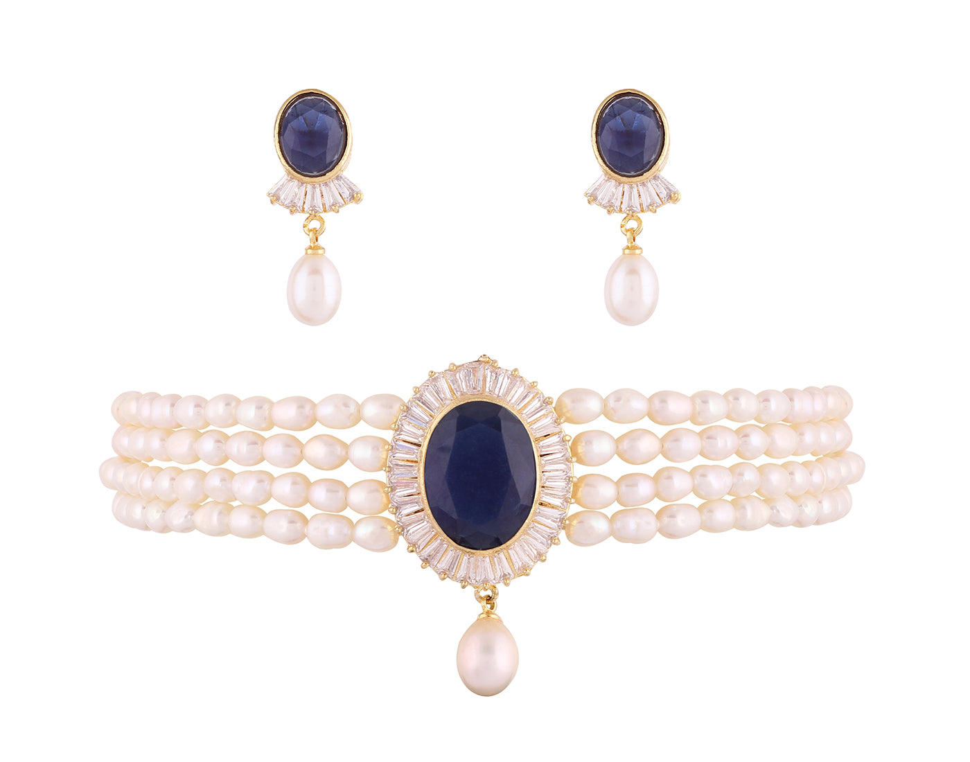 Real Natural Fresh Water Pearls Choker Set With Certificate(D.No CKR189)