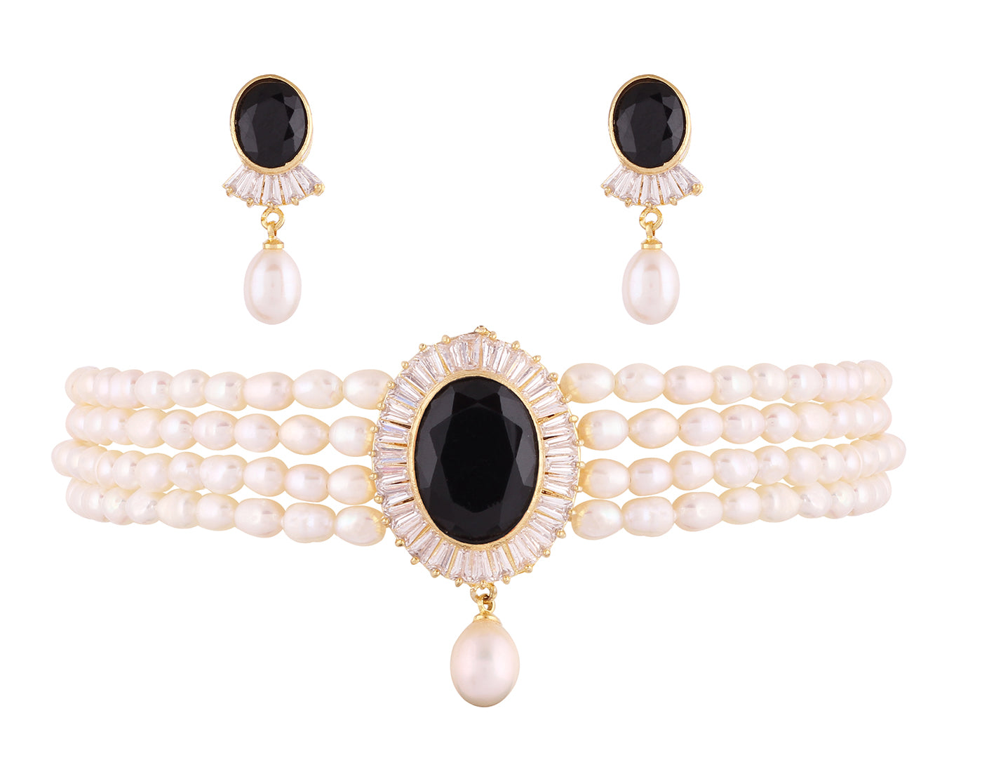 Real Natural Fresh Water Pearls Choker Set With Certificate(D.No CKR190)