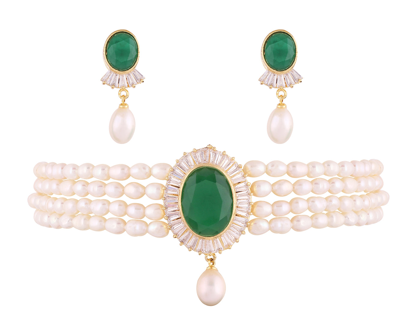 Real Natural Fresh Water Pearls Choker Set With Certificate(D.No CKR191)