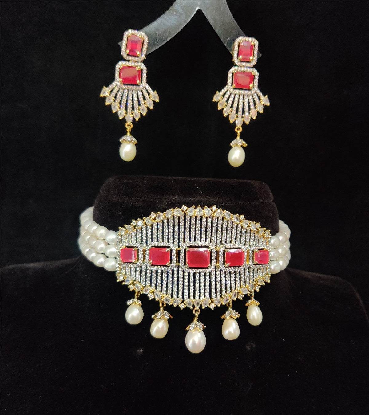 Real Natural Fresh Water Pearls Choker Set With Certificate(D.No CKR227)